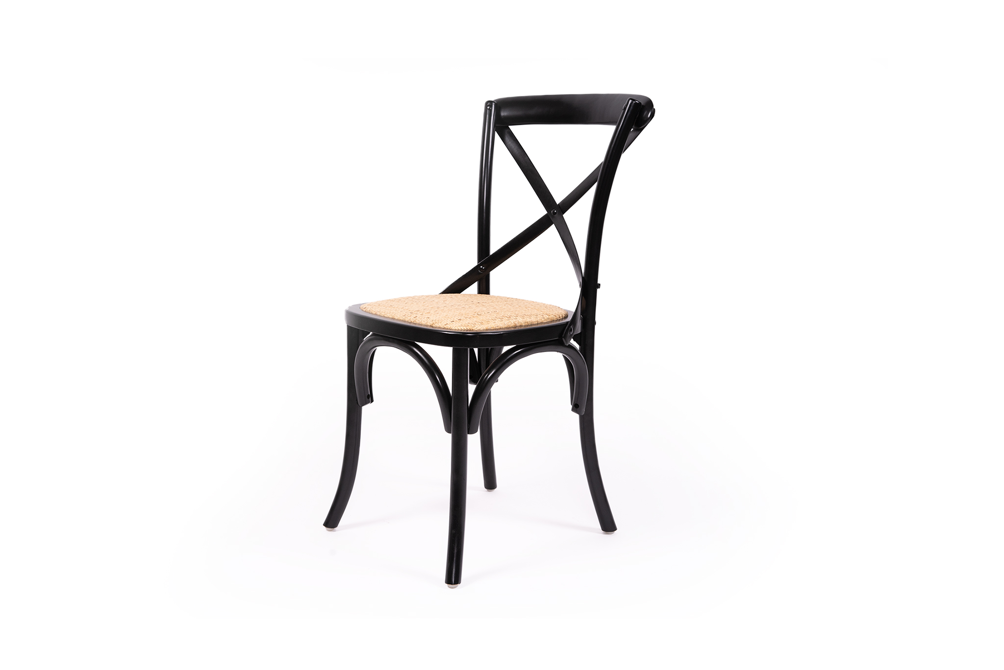 Black Cross Back Chair - Rattan Seat - Image 2