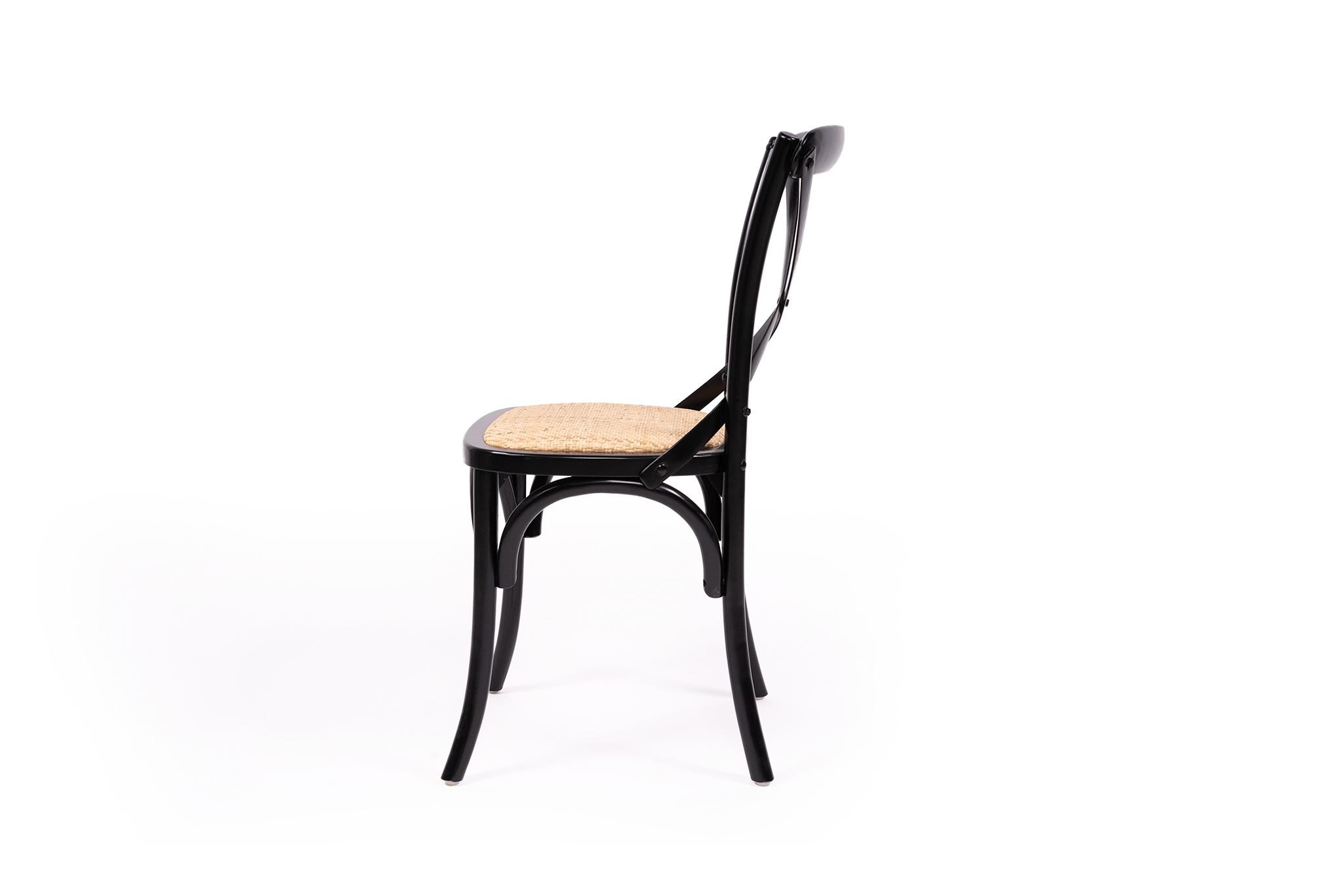 Black Cross Back Chair - Rattan Seat - Image 3
