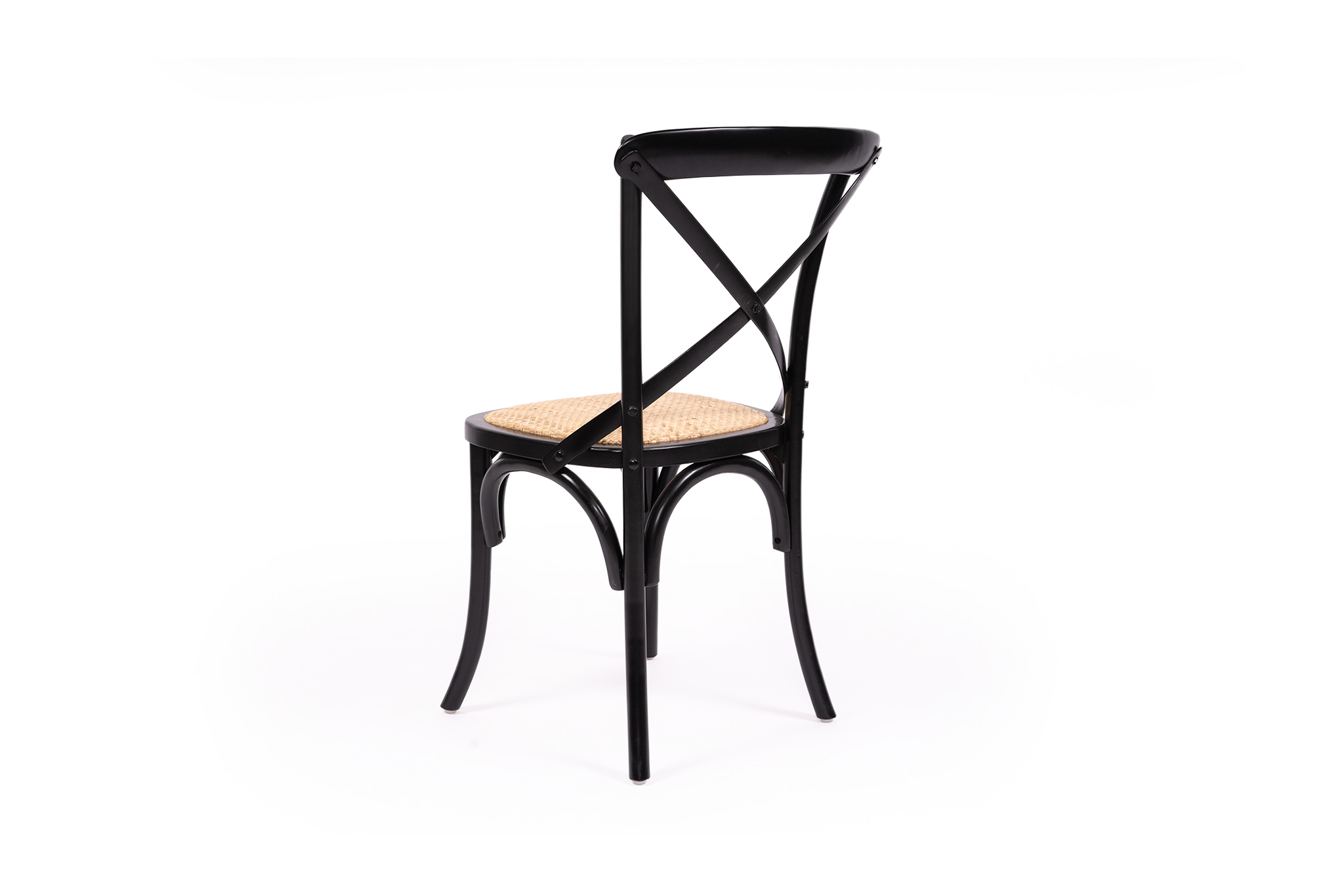 Black Cross Back Chair - Rattan Seat - Image 4