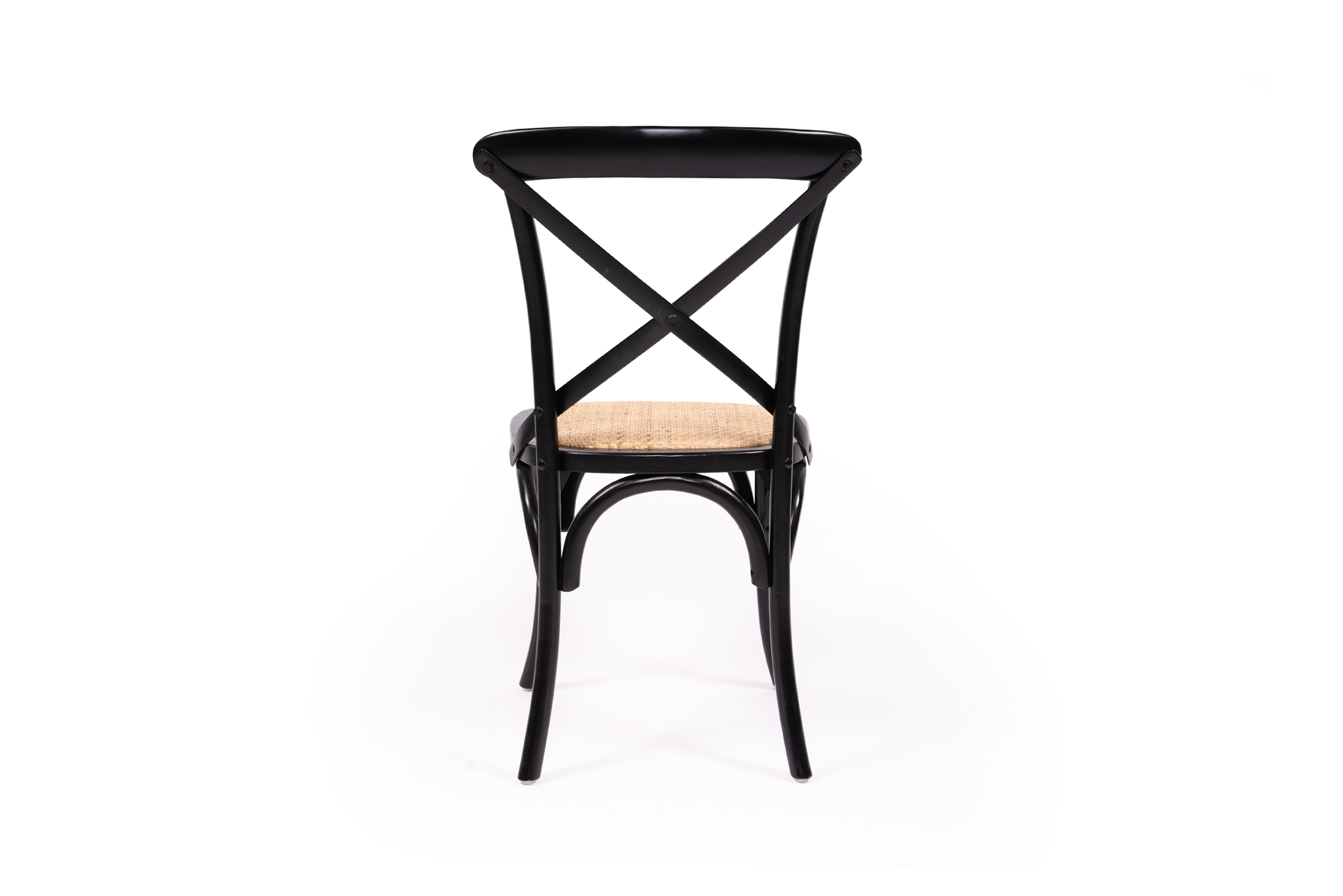 Black Cross Back Chair - Rattan Seat - Image 5