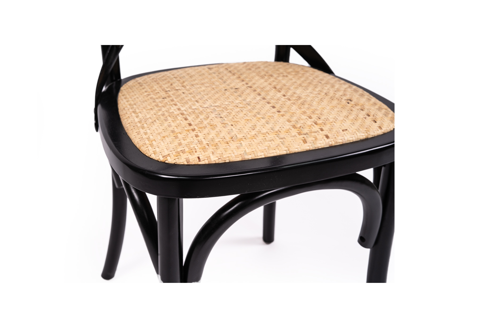 Black Cross Back Chair - Rattan Seat - Image 6