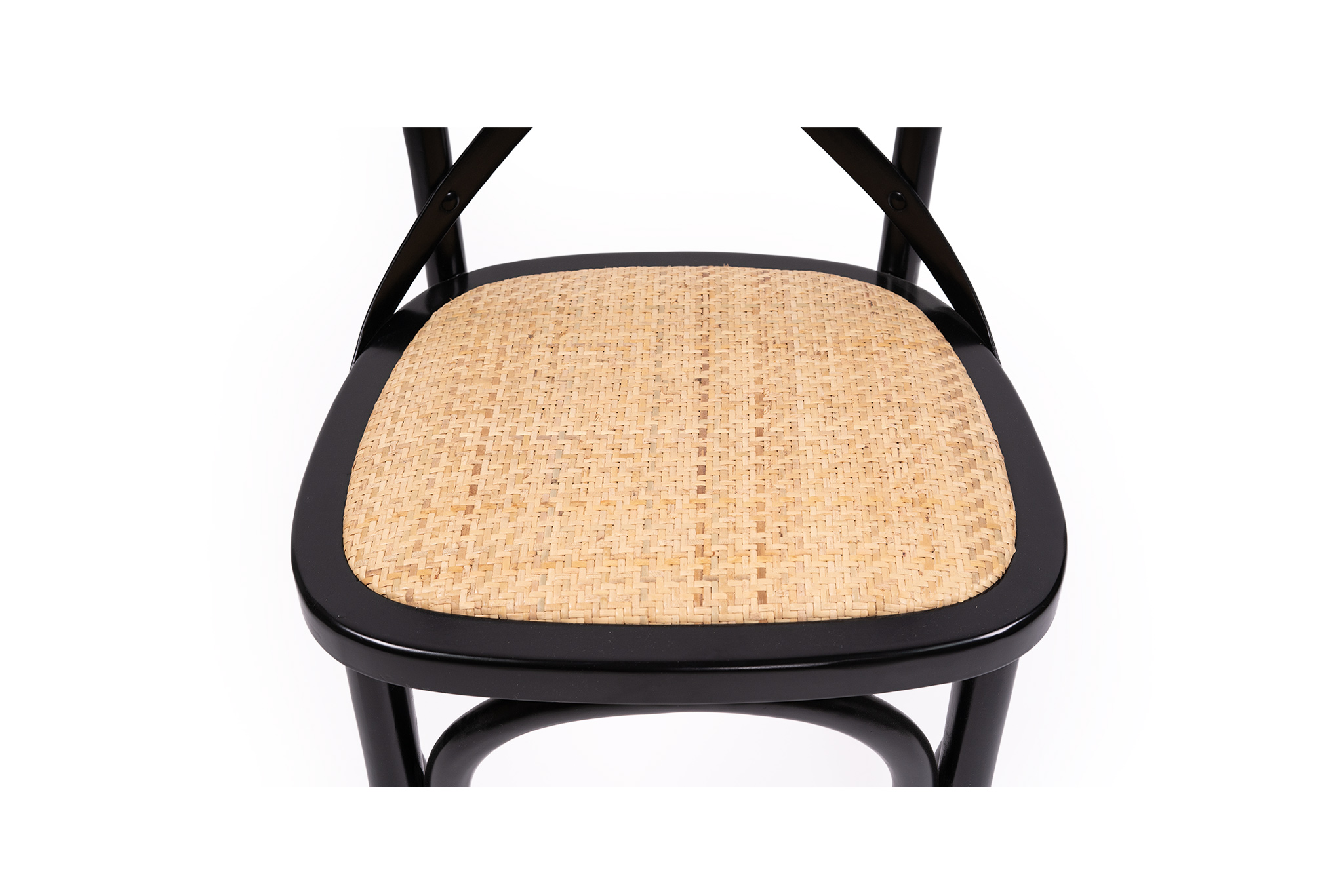 Black Cross Back Chair - Rattan Seat - Image 7
