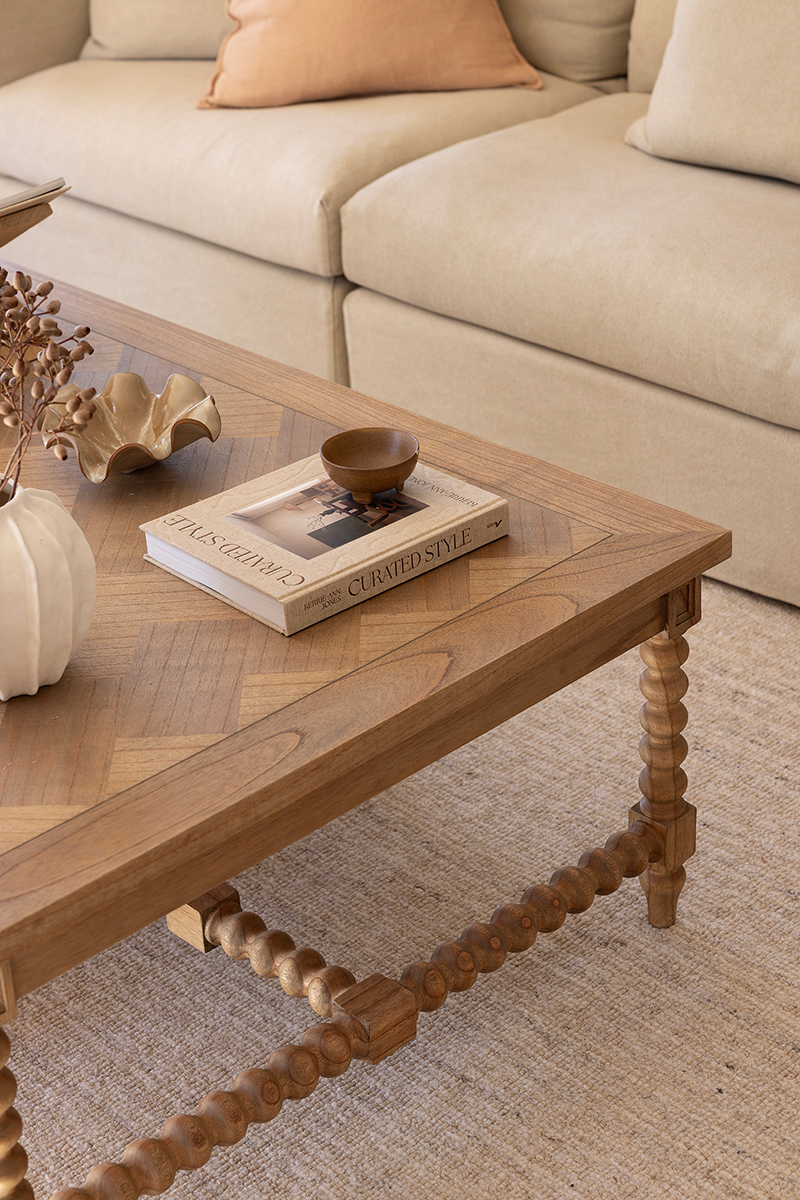 Stradbroke Bobbin Coffee Table - Herringbone Top - Image 2