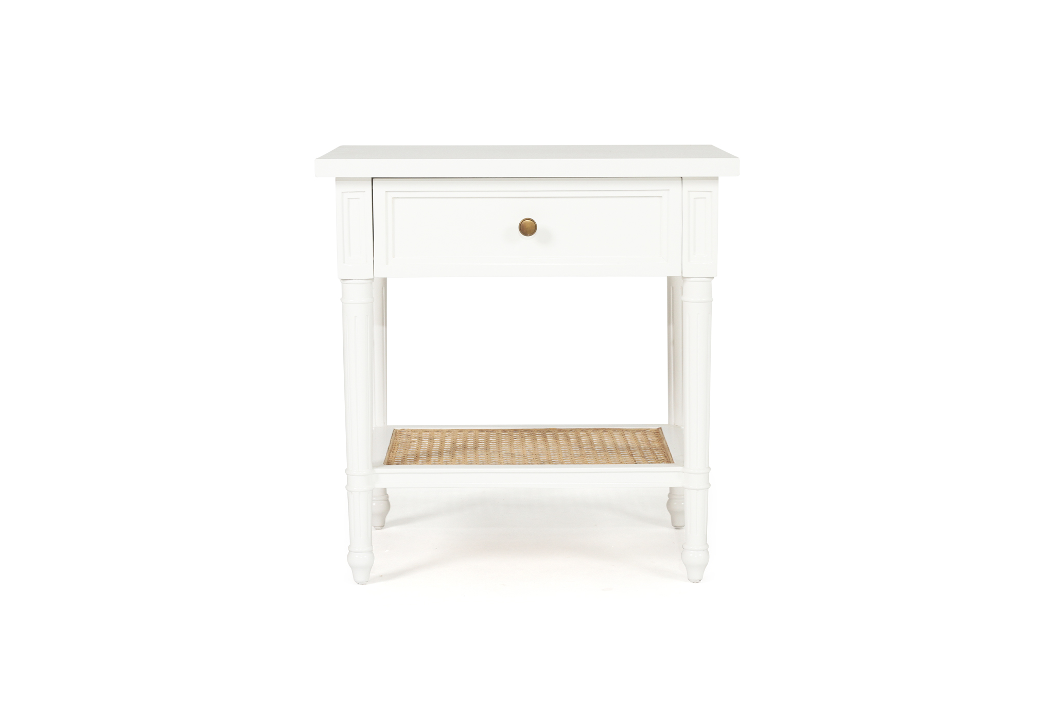 Hamilton Cane Bedside Table - White