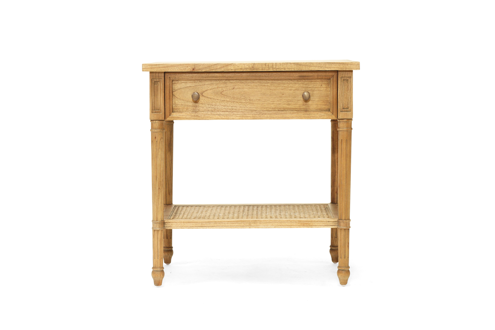 Hamilton Cane Bedside Table - Weathered Oak - 70cm