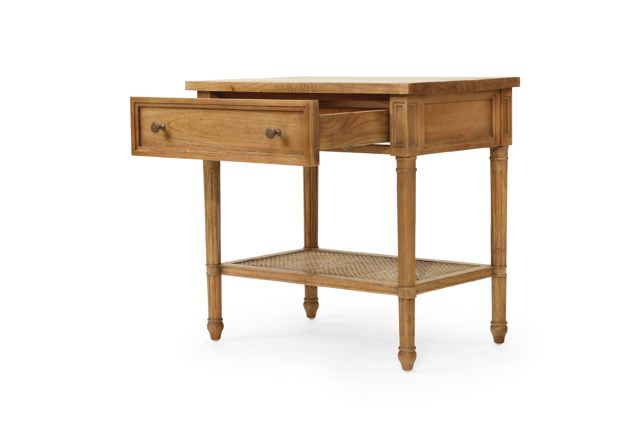 Hamilton Cane Bedside Table - Weathered Oak - 70cm - Image 6