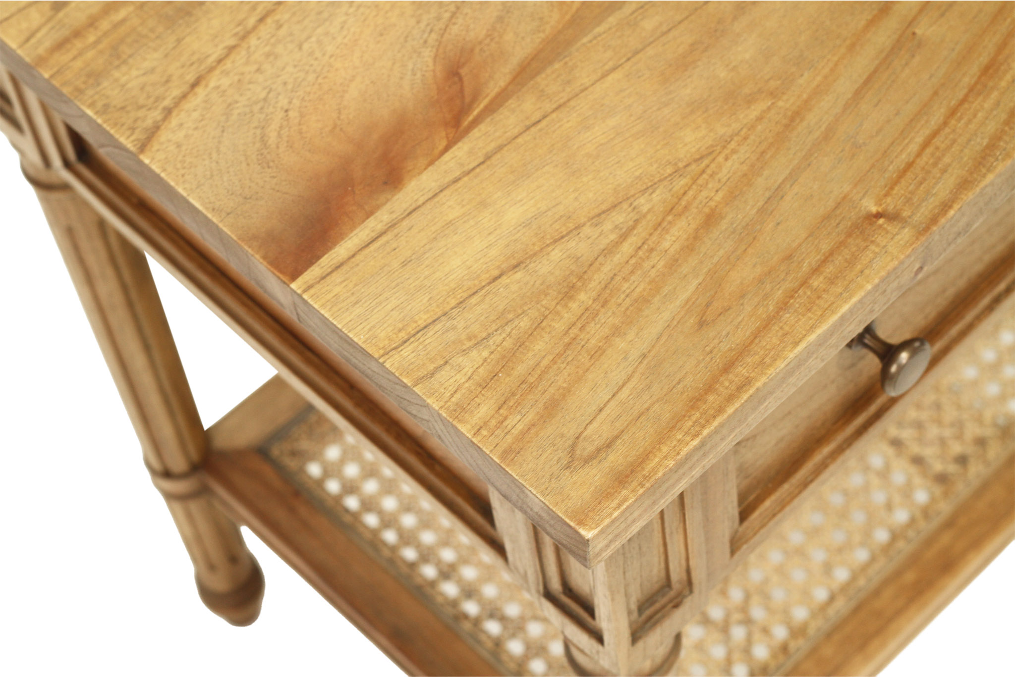 Hamilton Cane Bedside Table - Weathered Oak - 70cm - Image 9