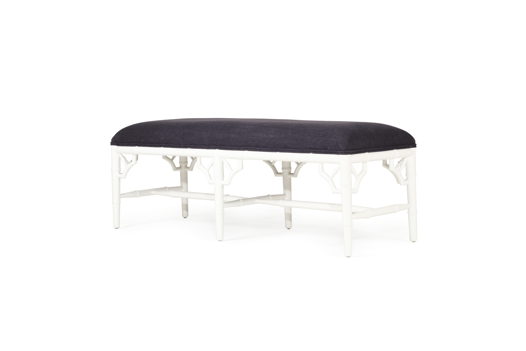 White Chippendale Bench Seat | Bed End - 120cm - Navy Cushion