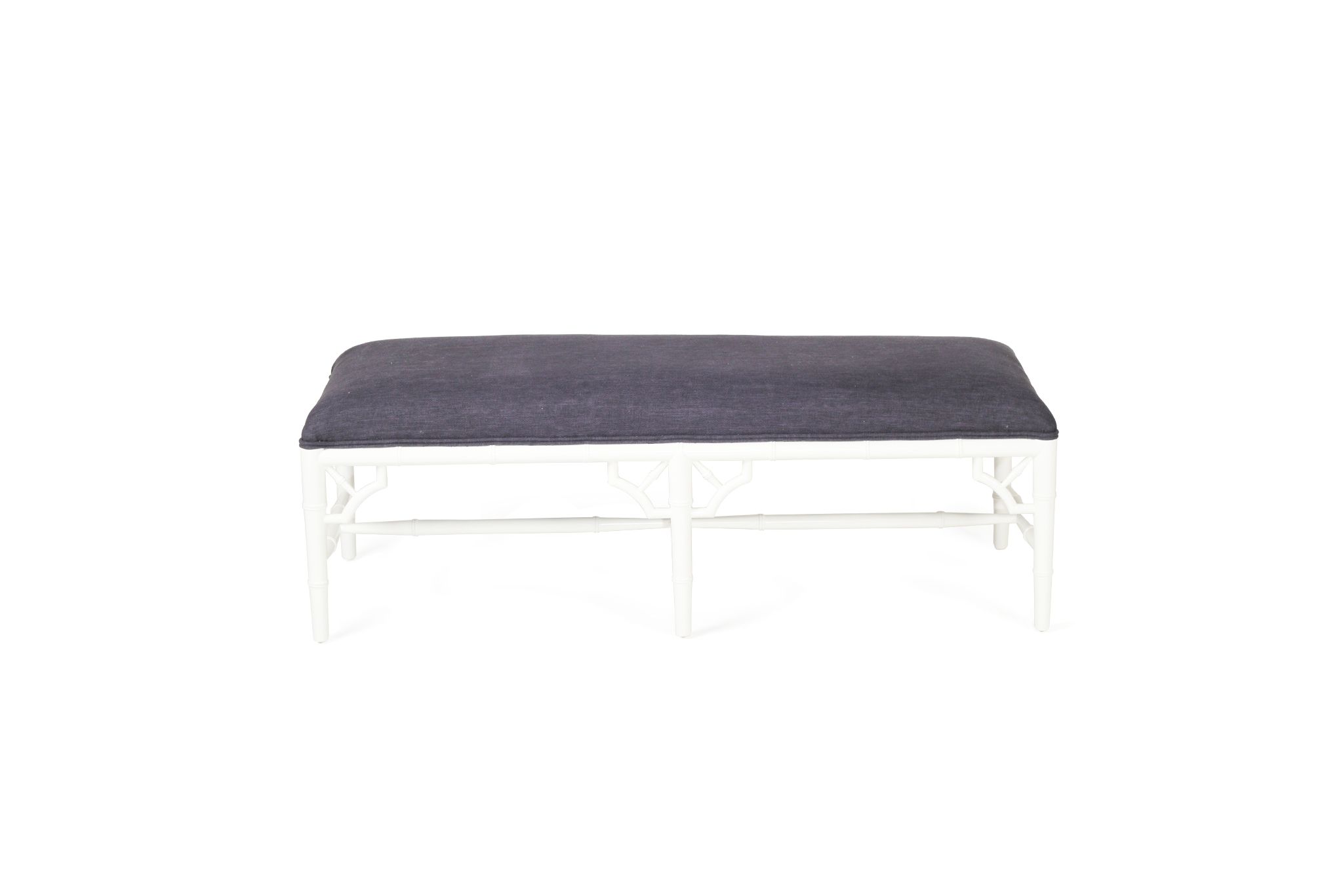 White Chippendale Bench Seat | Bed End - 120cm - Navy Cushion - Image 3