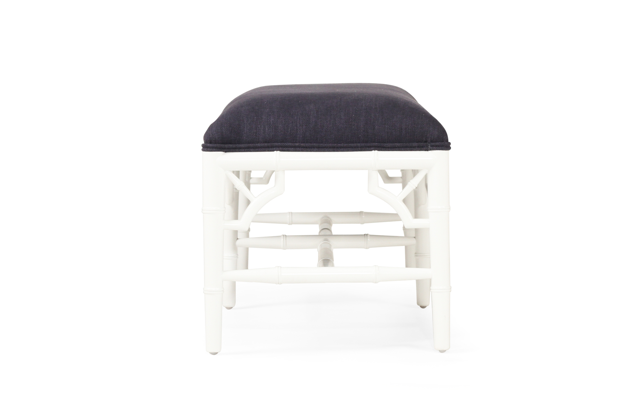 White Chippendale Bench Seat | Bed End - 120cm - Navy Cushion - Image 5