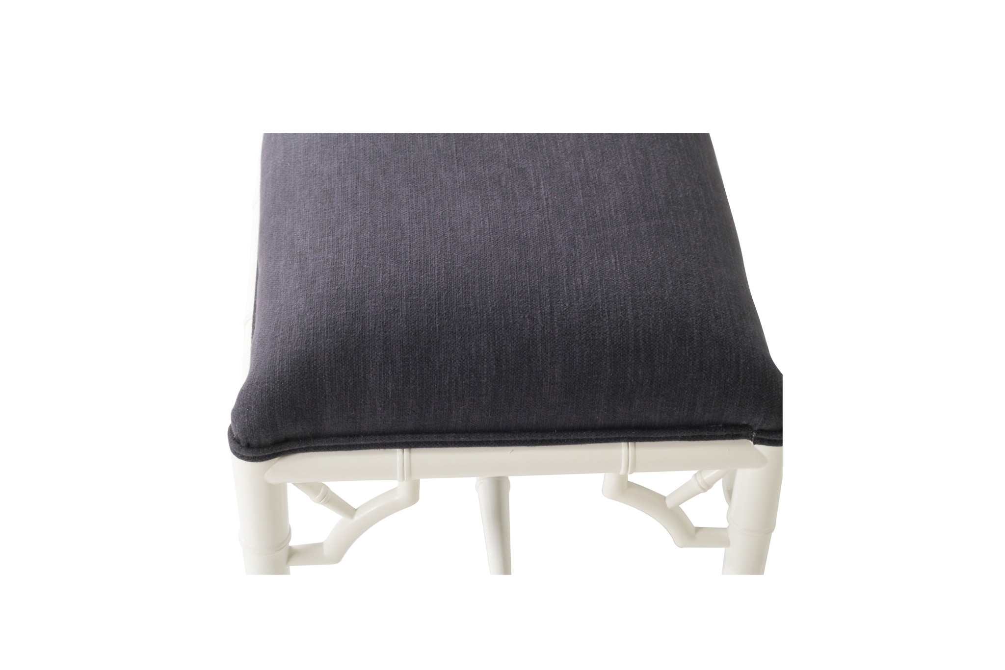 White Chippendale Bench Seat | Bed End - 120cm - Navy Cushion - Image 7