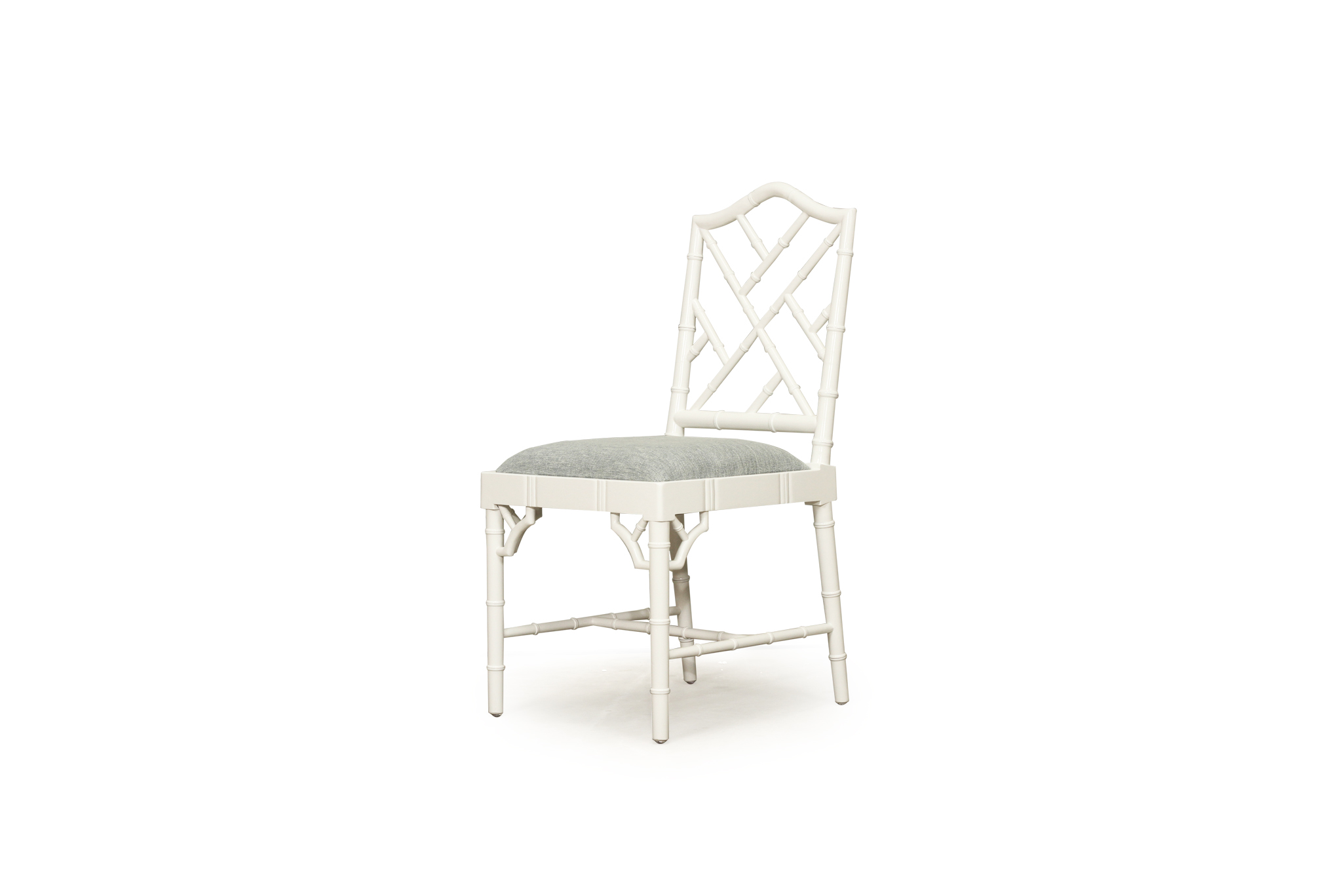 Chippendale Dining Chair - White with Duck Egg Fabric - Image 2
