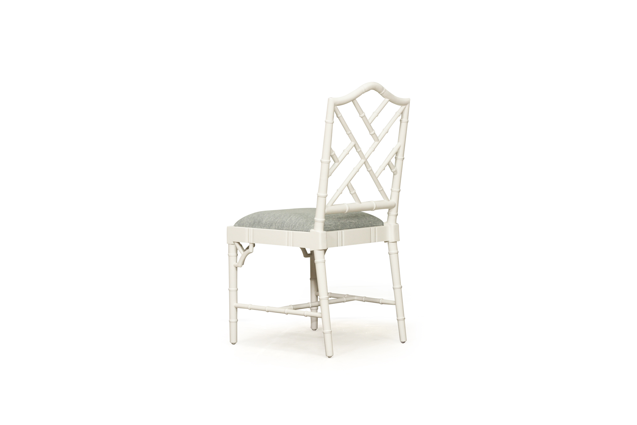 Chippendale Dining Chair - White with Duck Egg Fabric - Image 4