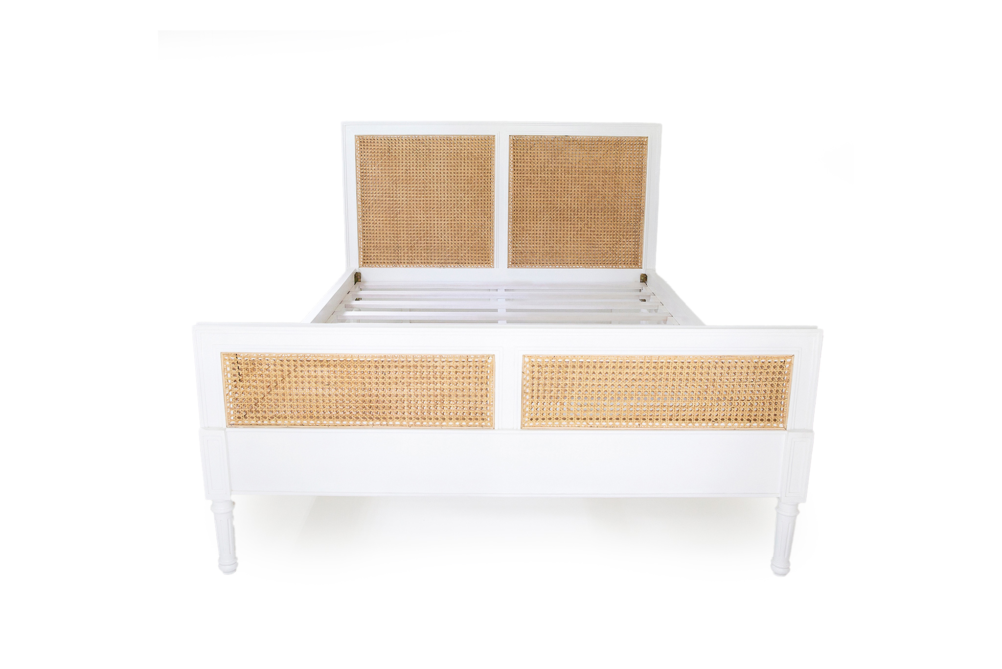 Hamilton Cane Bed - Queen Size - White
