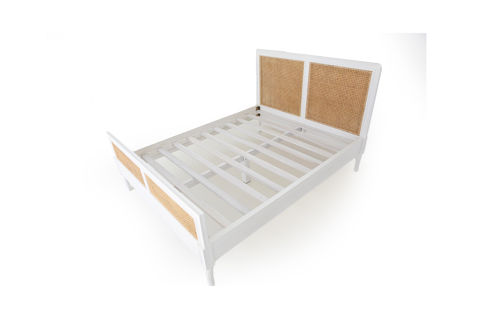 Hamilton Cane Bed - Queen Size - White - Image 10
