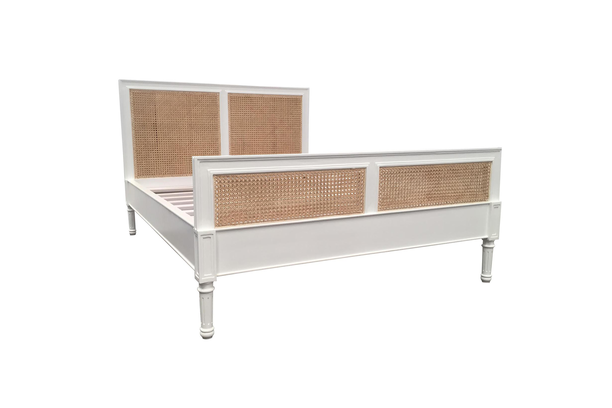 Hamilton Cane Bed - Queen Size - White - Image 9