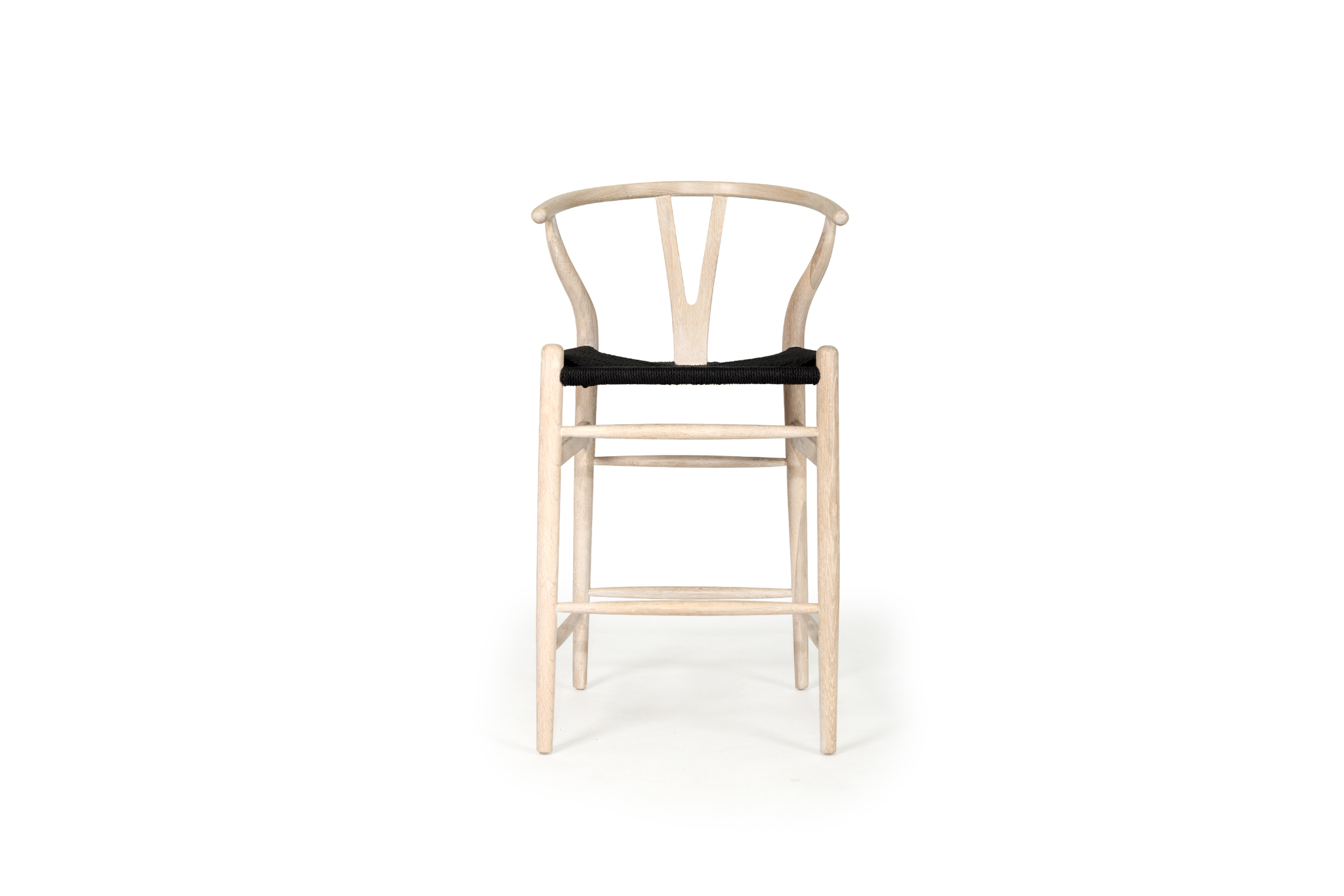 Wishbone Counter Stool - White Coastal Oak with Charcoal Cord
