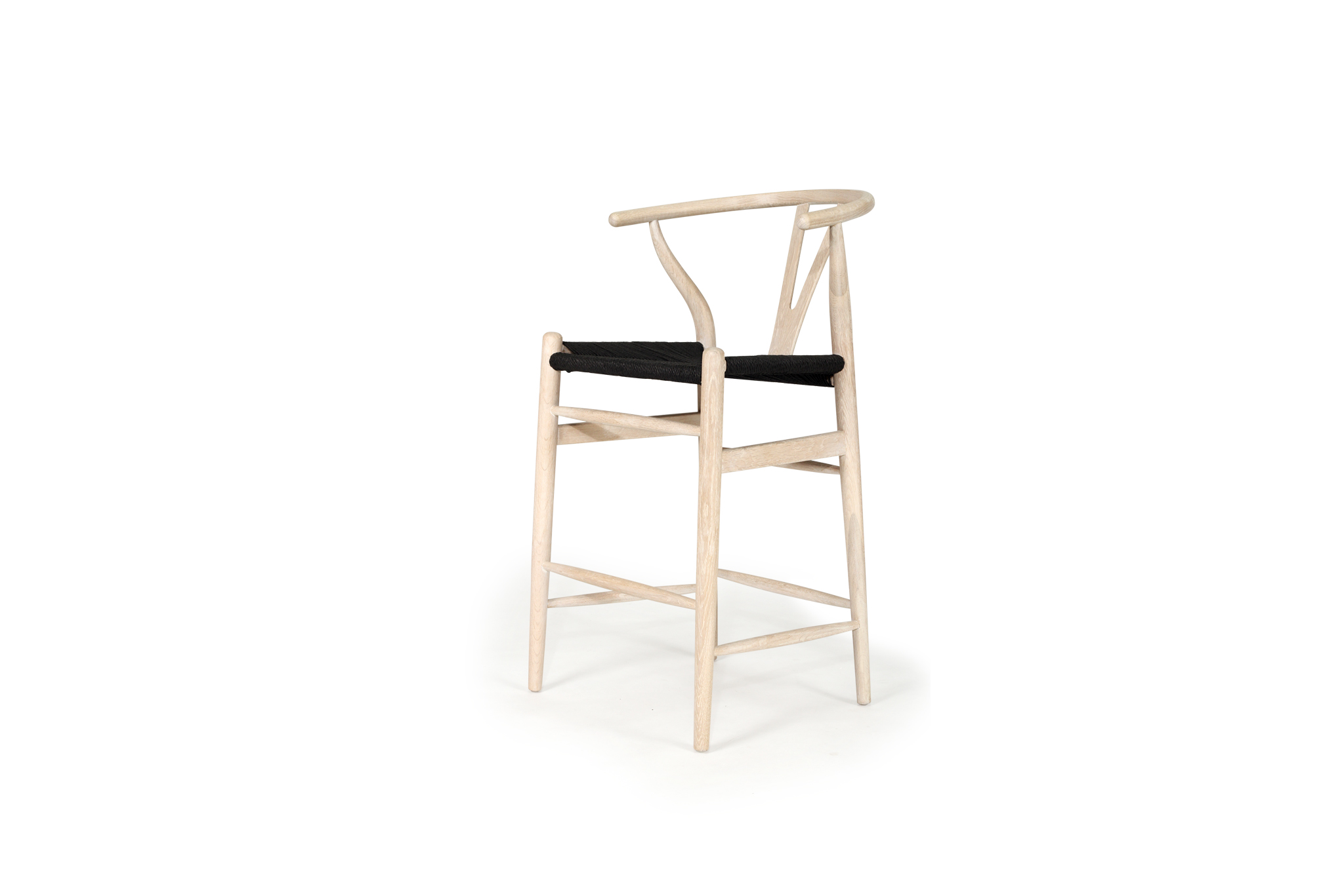 Wishbone Counter Stool - White Coastal Oak with Charcoal Cord - Image 2