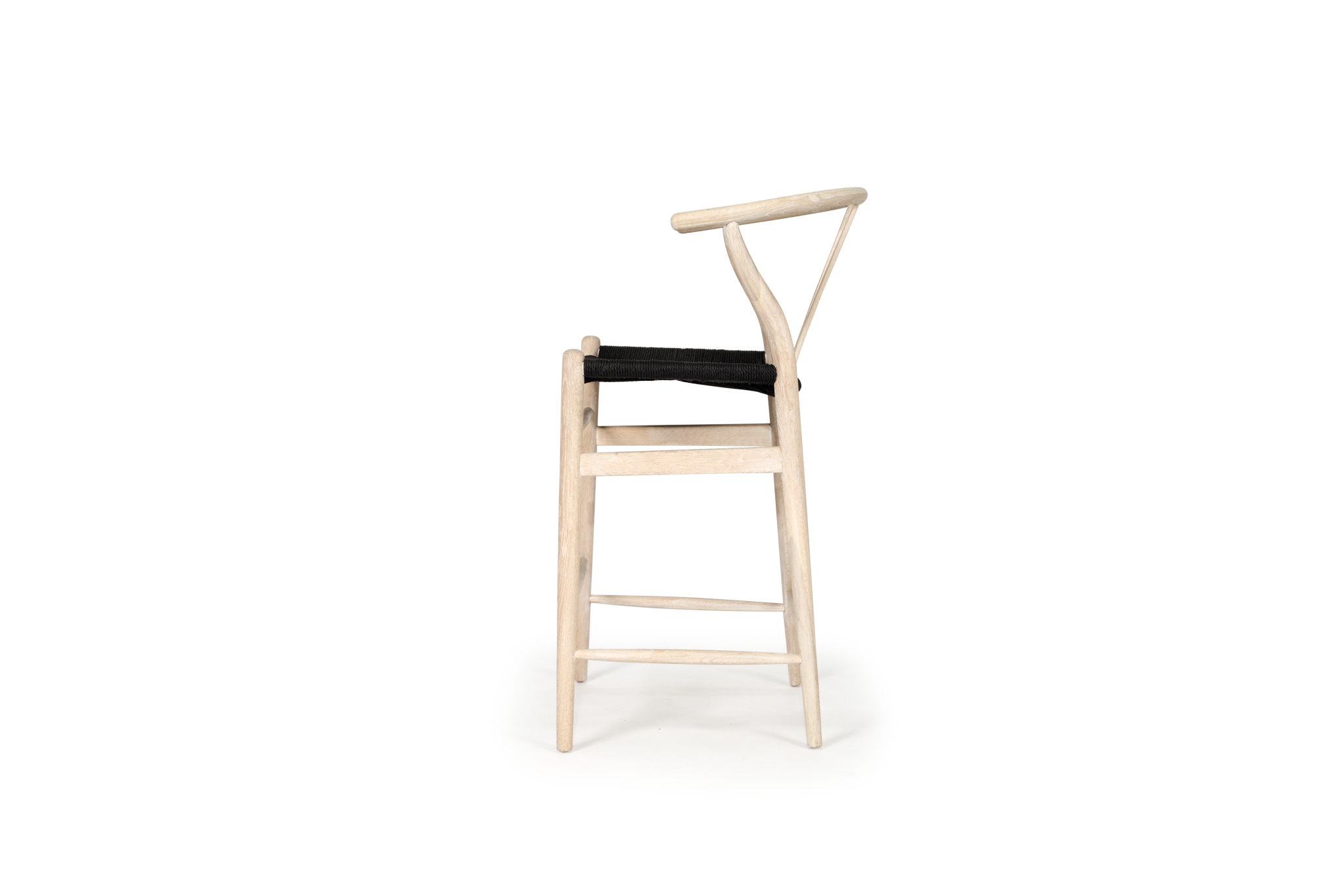 Wishbone Counter Stool - White Coastal Oak with Charcoal Cord - Image 3