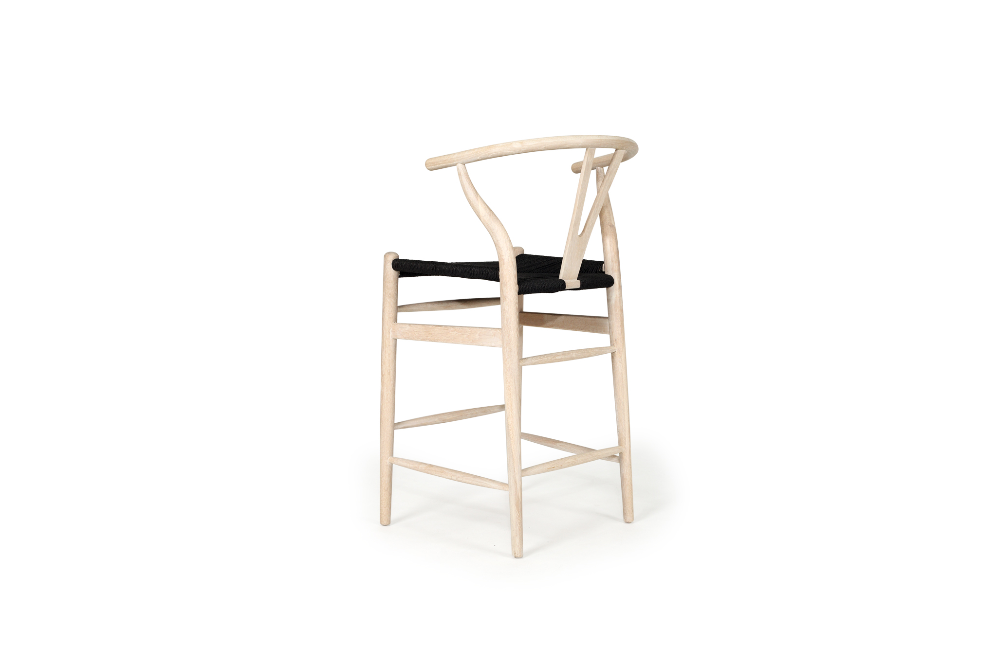 Wishbone Counter Stool - White Coastal Oak with Charcoal Cord - Image 4