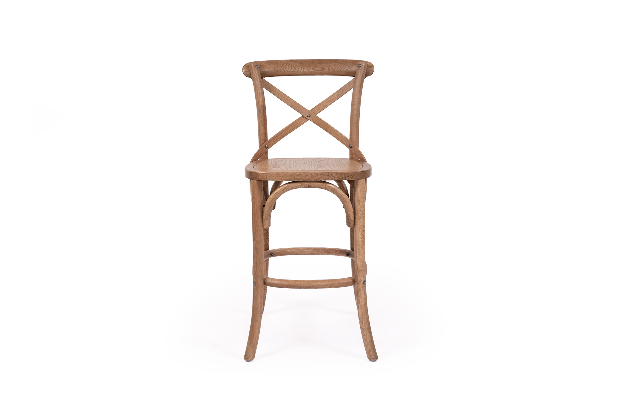 Provincial Cross Back Counter Stool - Natural Oak - Timber Seat