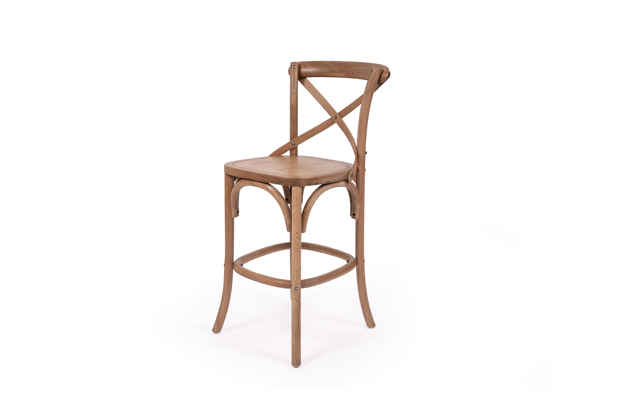 Provincial Cross Back Counter Stool - Natural Oak - Timber Seat - Image 2