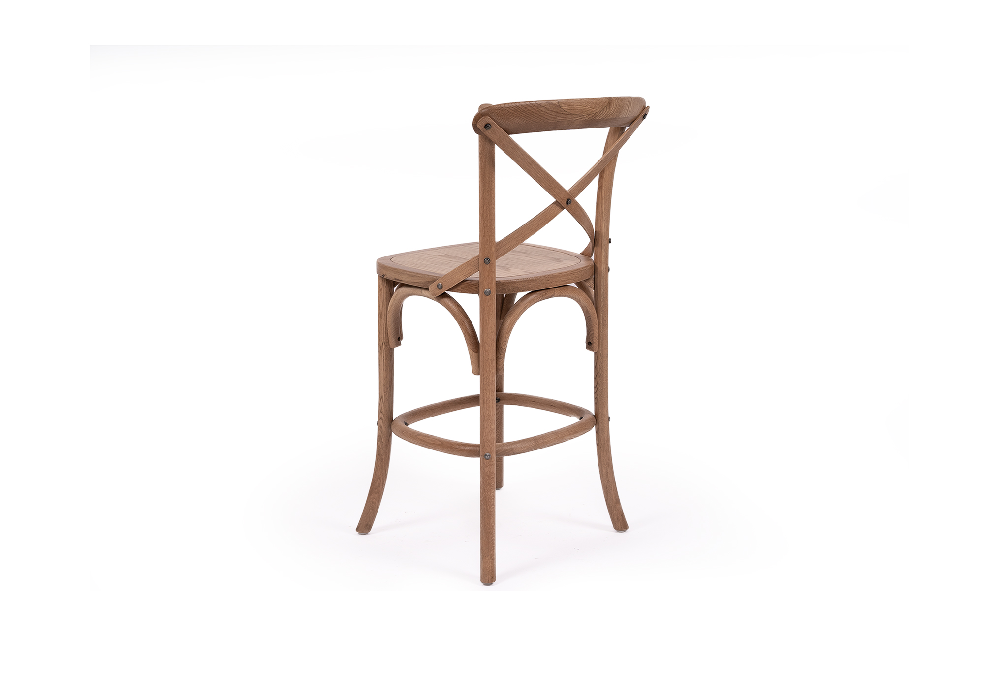 Provincial Cross Back Counter Stool - Natural Oak - Timber Seat - Image 3