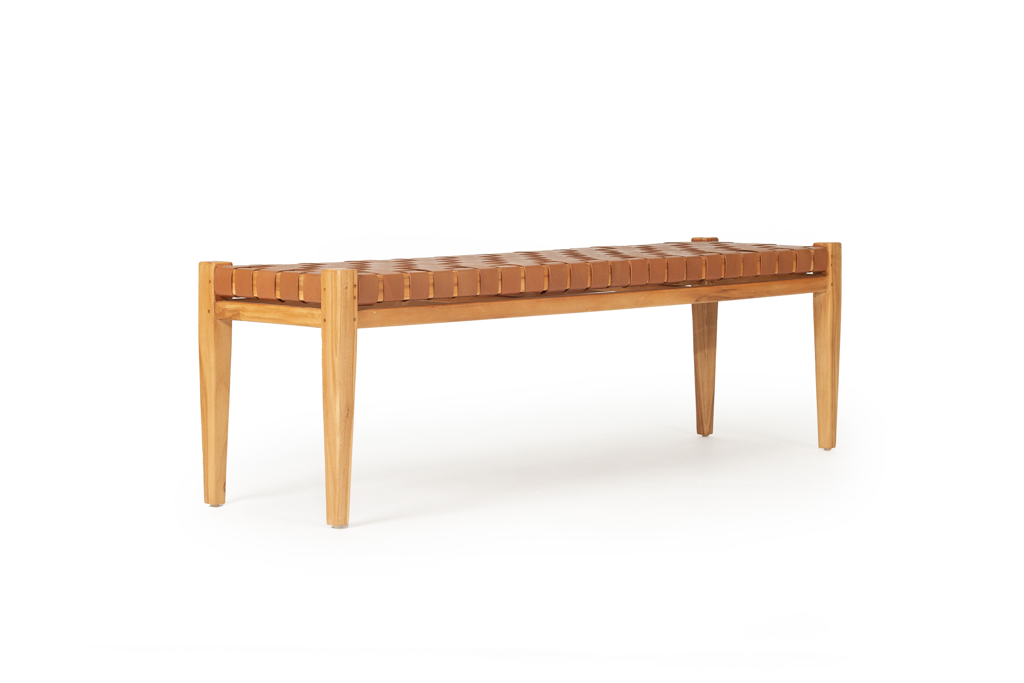 Pasadena Leather Strap Bench - Tan - 150cm - Image 5