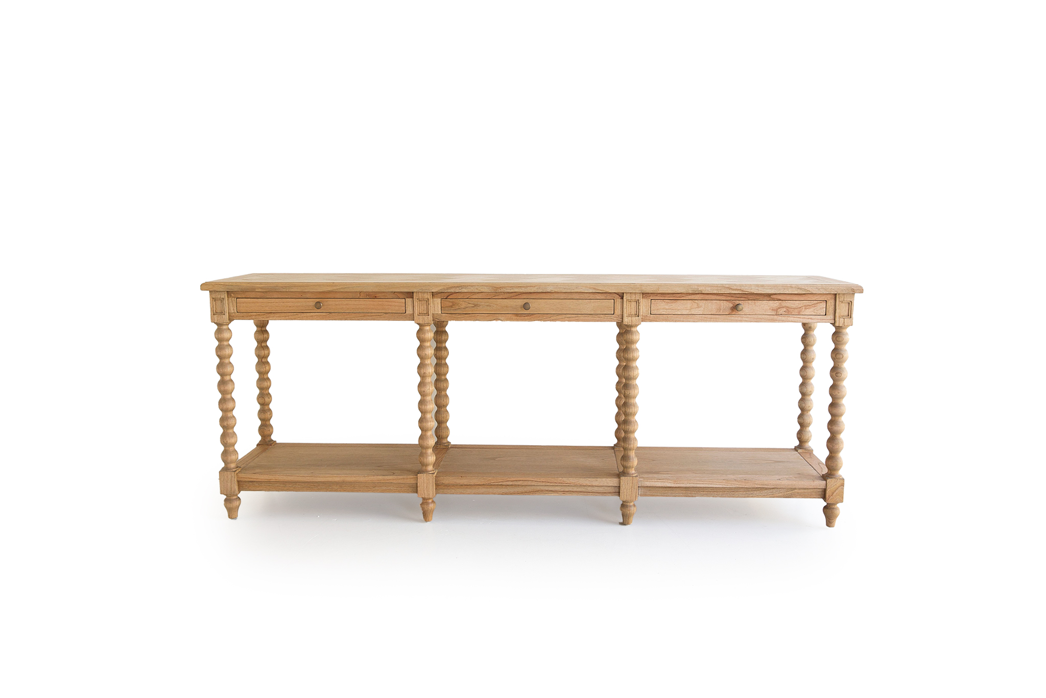 Stradbroke Bobbin Console Table - 3 Drawer - Herringbone Top