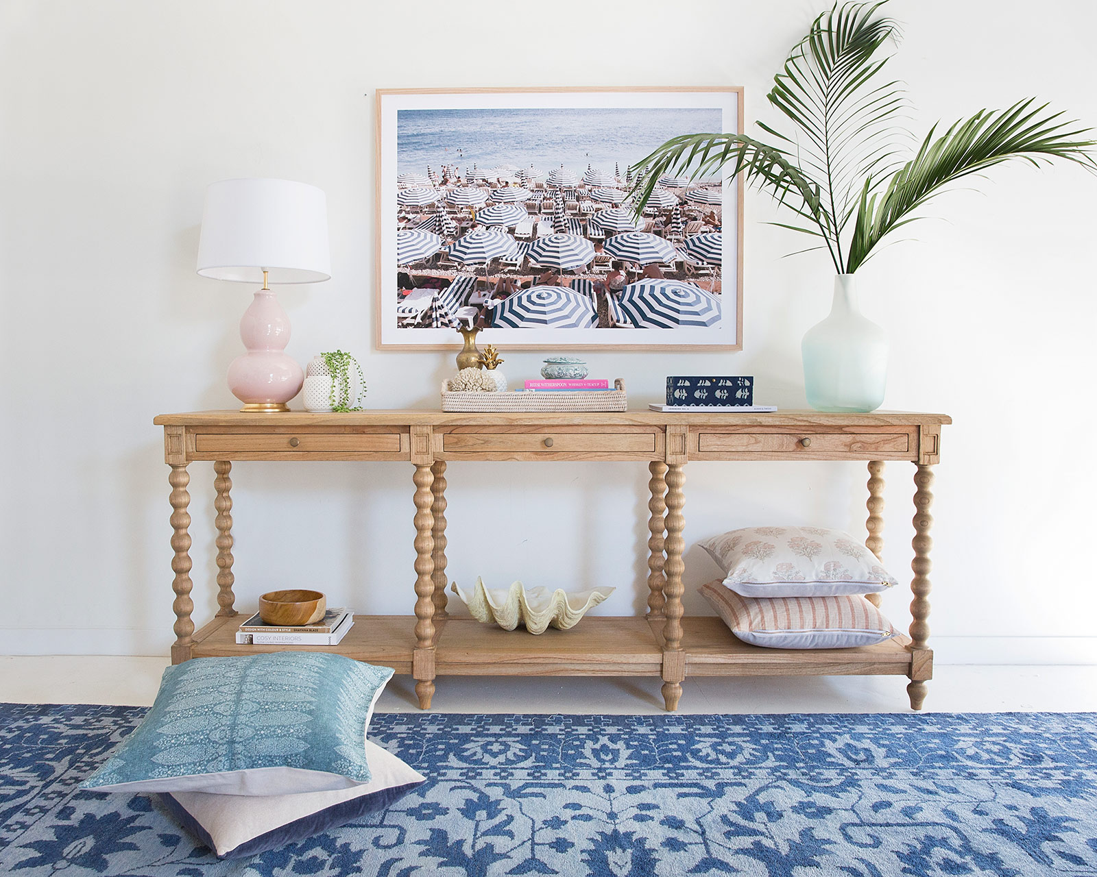 Stradbroke Bobbin Console Table - 3 Drawer - Herringbone Top - Image 2