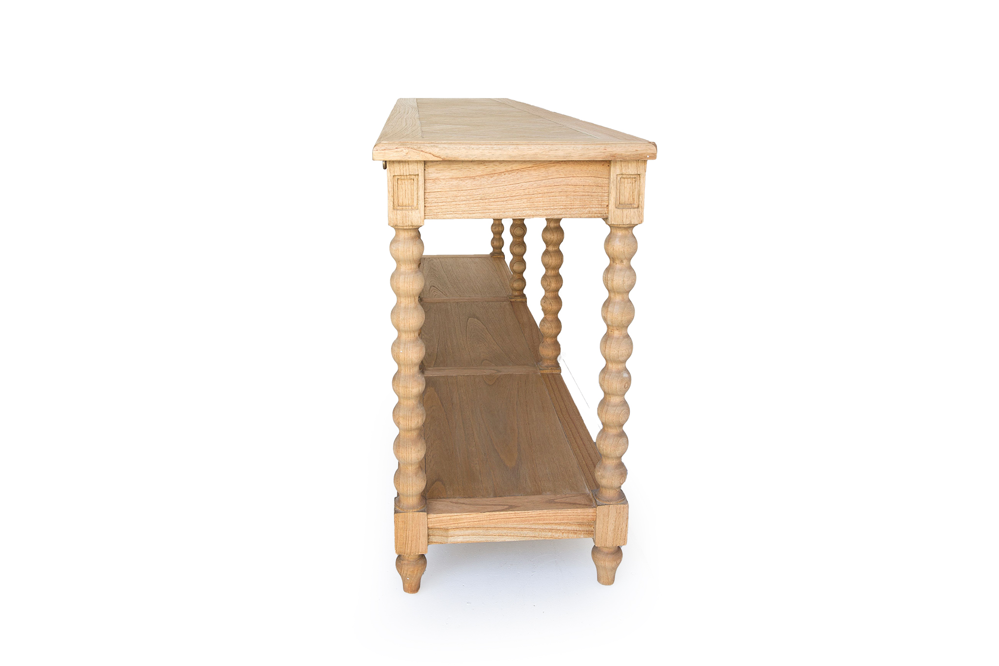 Stradbroke Bobbin Console Table - 3 Drawer - Herringbone Top - Image 6