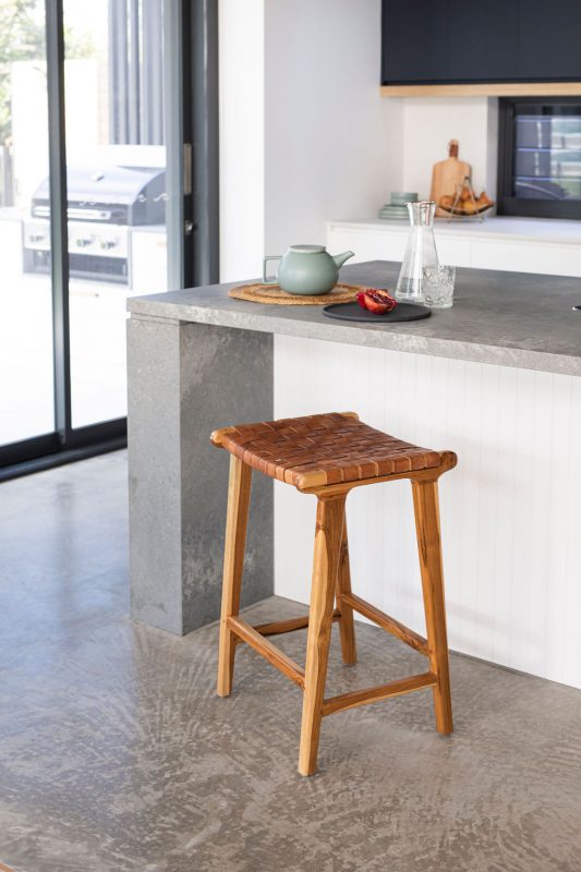 Pasadena leather strap backless counter stool