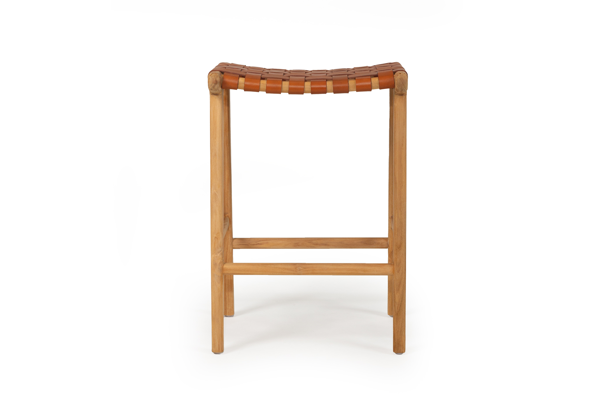 Pasadena Leather Saddle Stool - Woven Tan