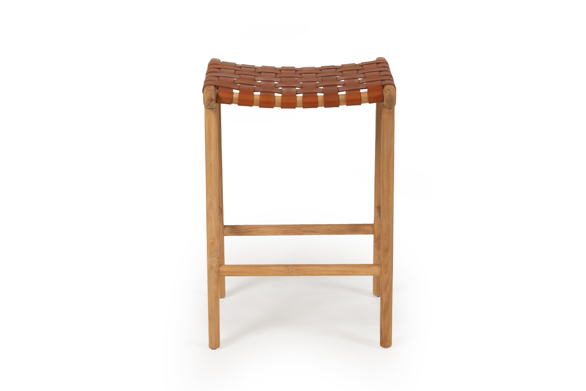 Pasadena Leather Saddle Stool - Woven Tan - Image 3