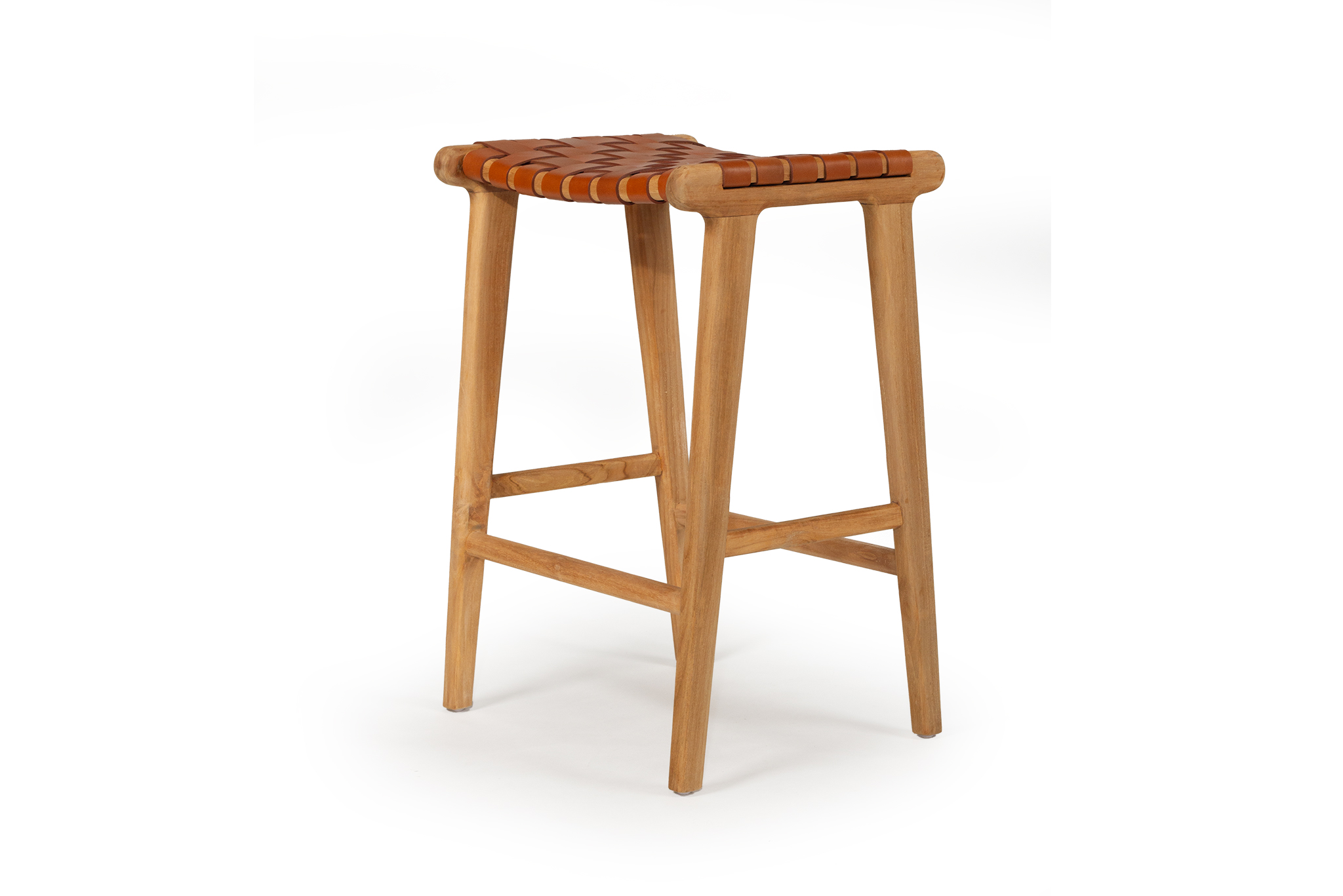 Pasadena Leather Saddle Stool - Woven Tan - Image 4