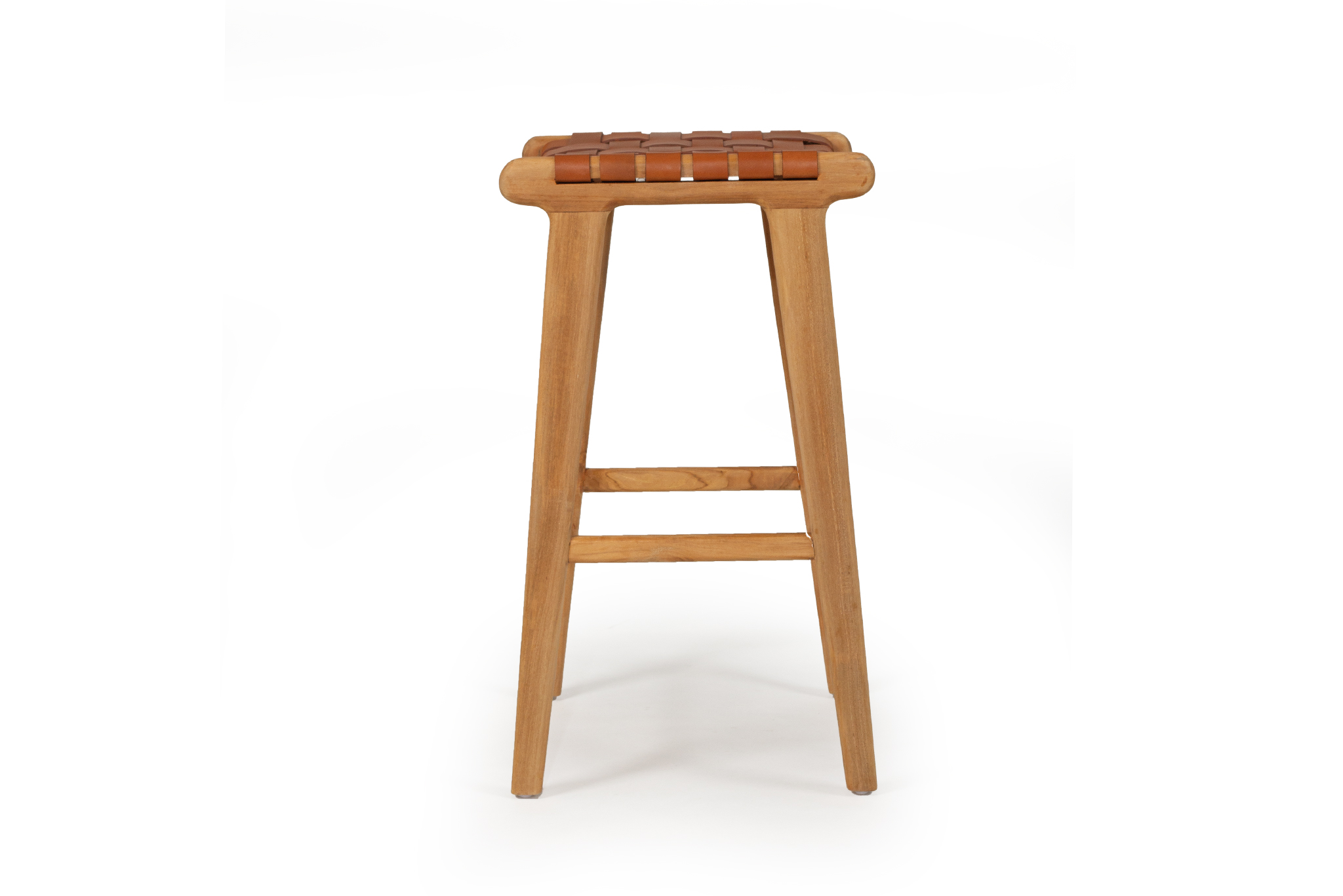 Pasadena Leather Saddle Stool - Woven Tan - Image 5