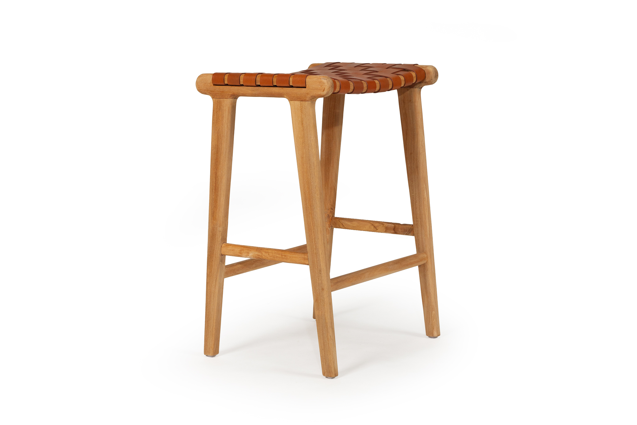 Pasadena Leather Saddle Stool - Woven Tan - Image 6