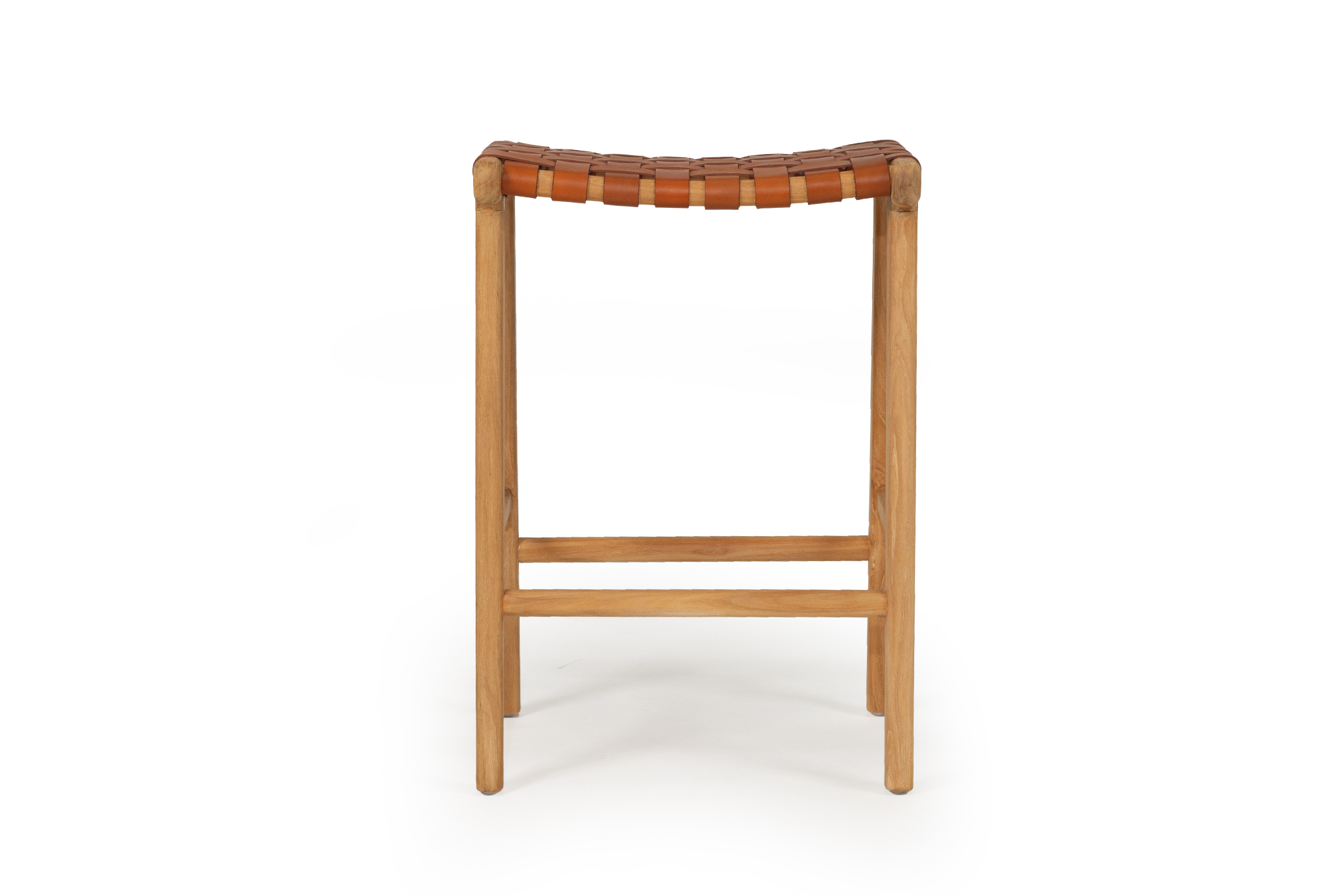 Pasadena Leather Saddle Stool - Woven Tan - Image 7