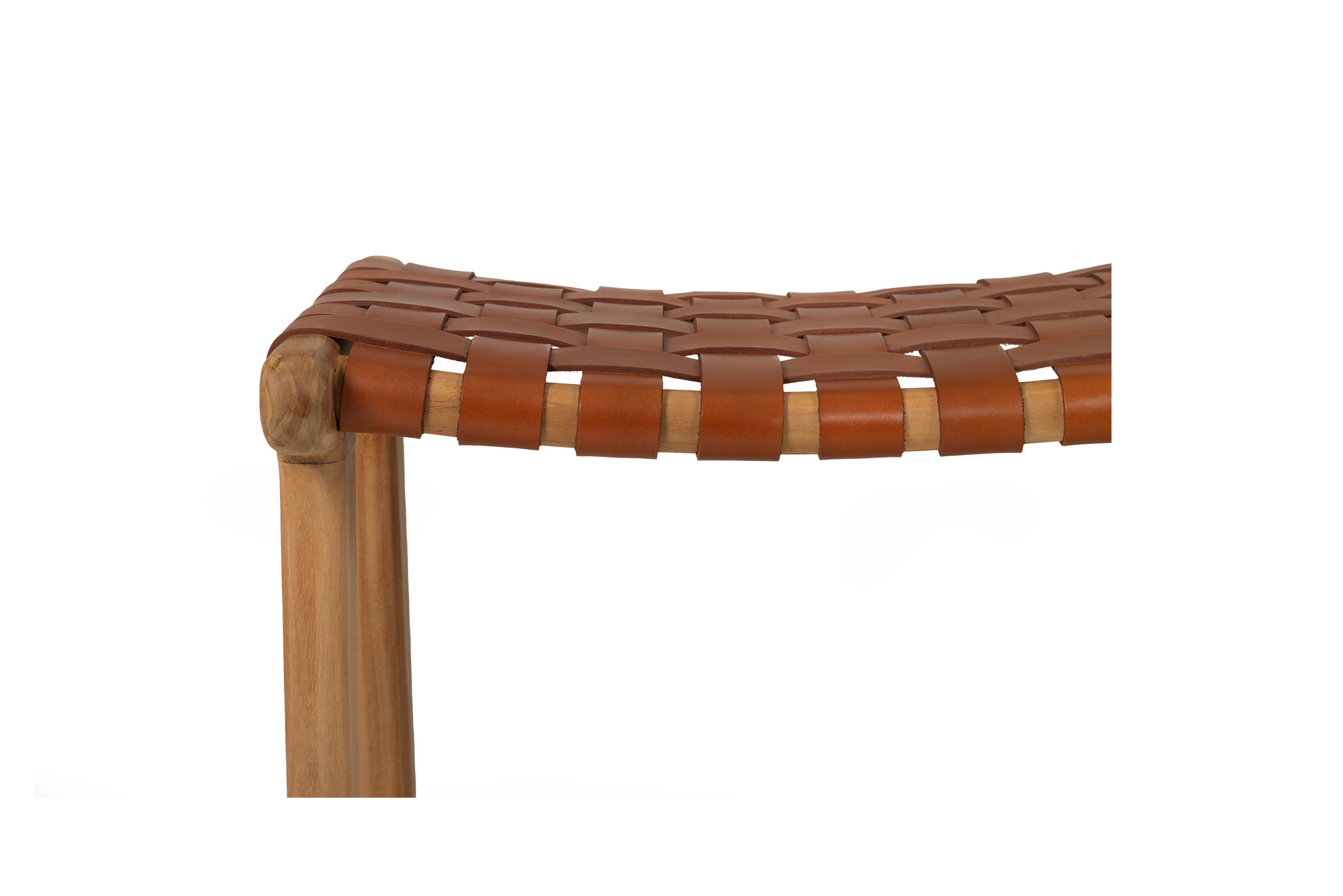 Pasadena Leather Saddle Stool - Woven Tan - Image 9