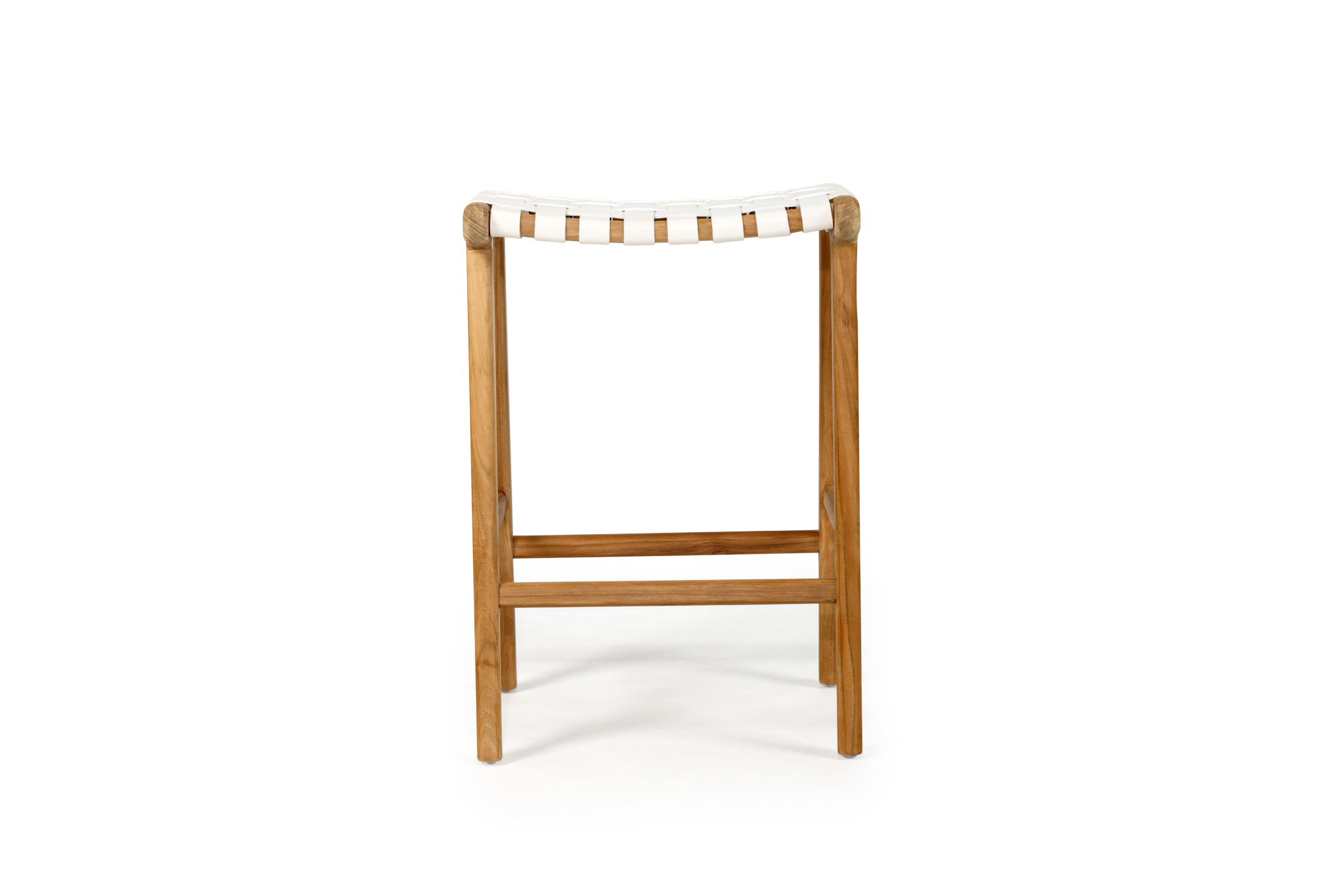 Pasadena Leather Saddle Stool - White - Woven