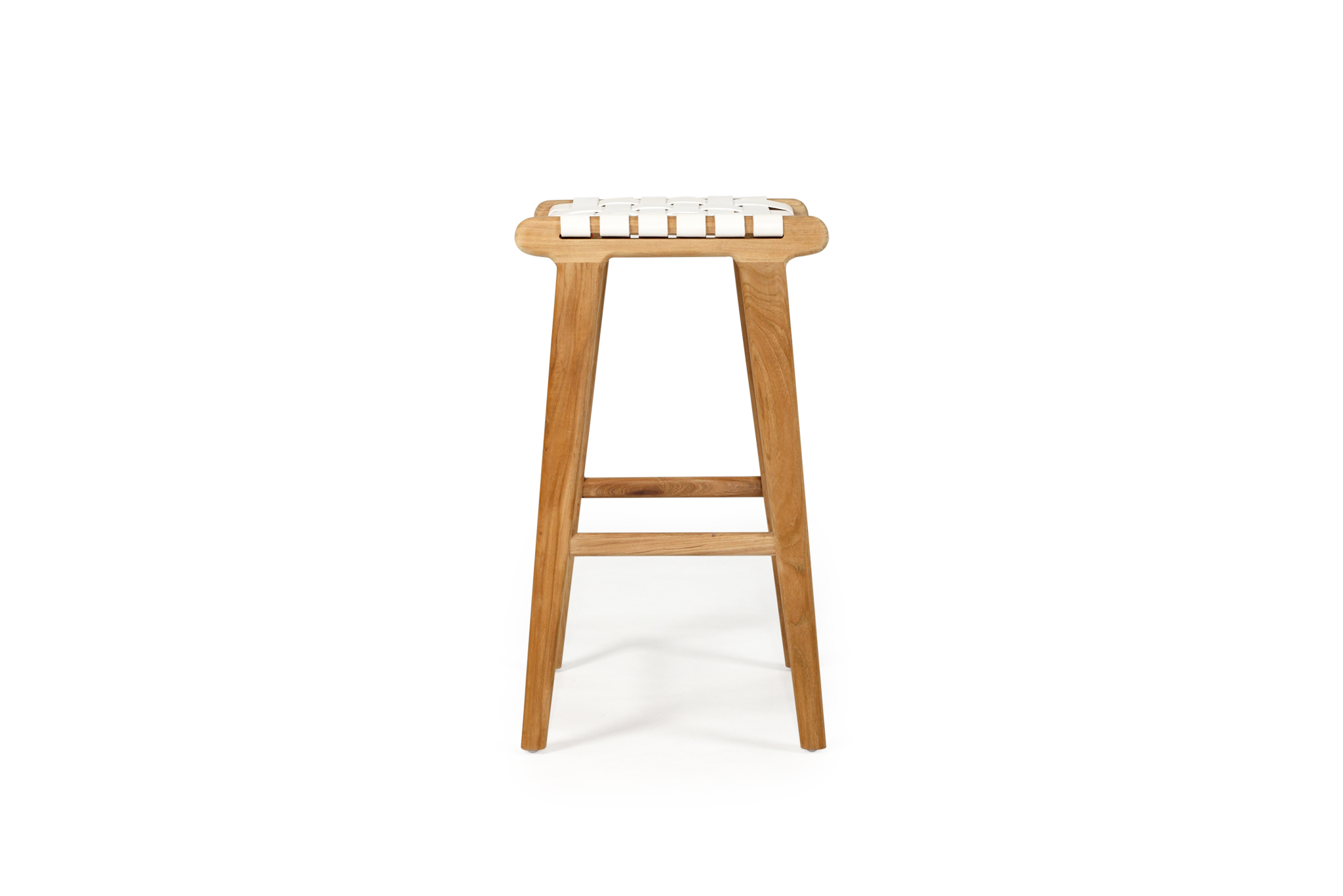 Pasadena Leather Saddle Stool - White - Woven - Image 5