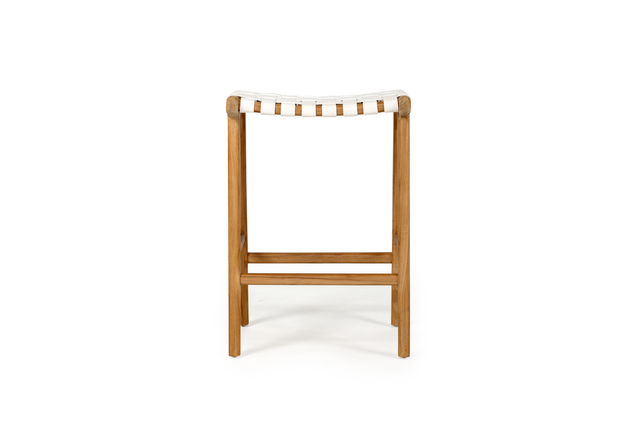 Pasadena Leather Saddle Stool - White - Woven - Image 7