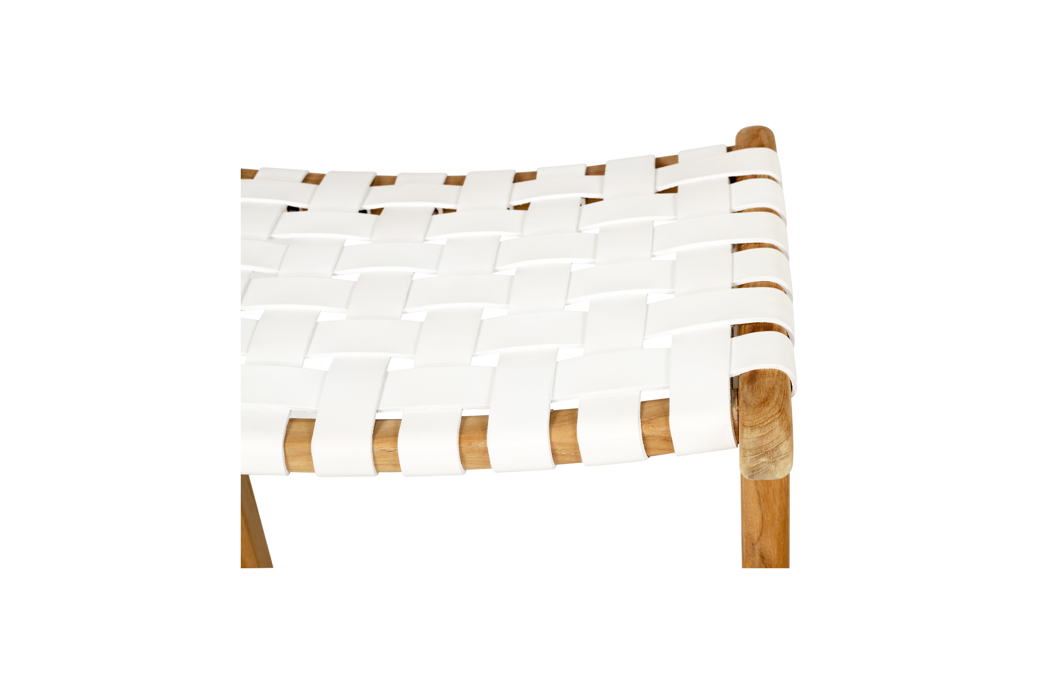 Pasadena Leather Saddle Stool - White - Woven - Image 8