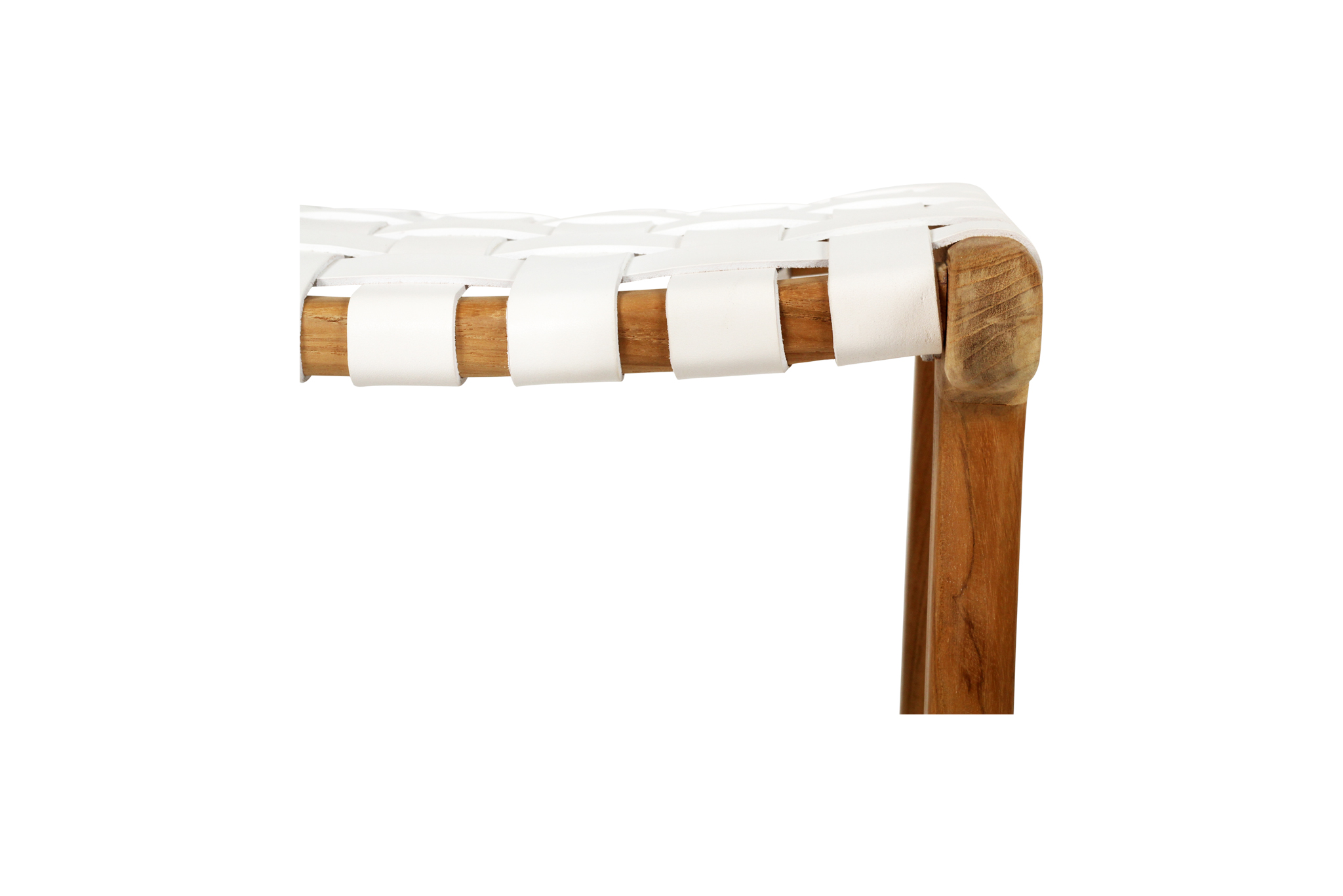 Pasadena Leather Saddle Stool - White - Woven - Image 9