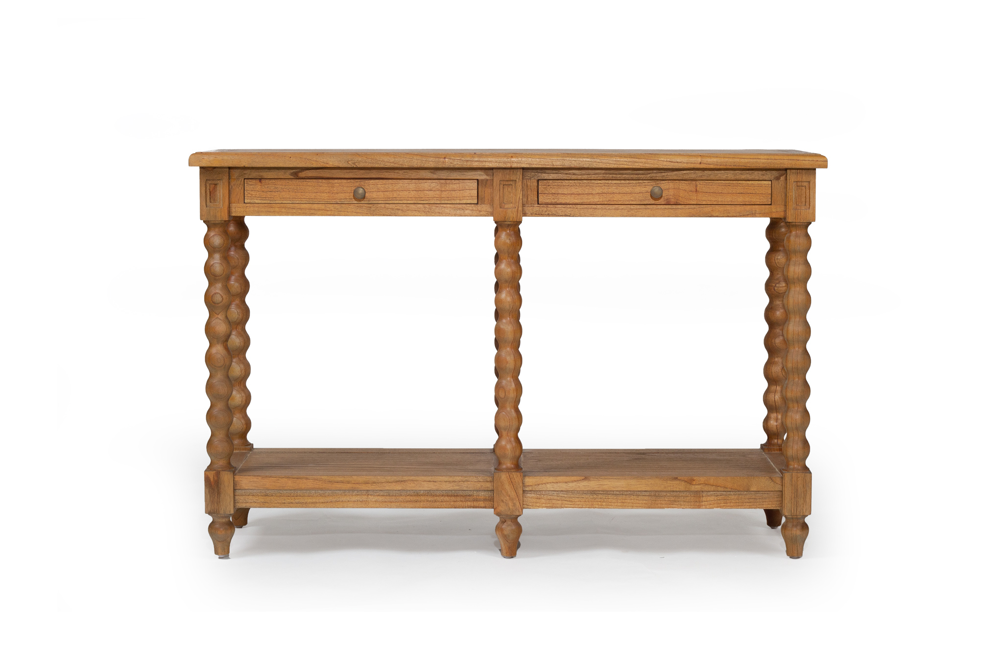 Stradbroke Bobbin Console Table - 2 Drawer - Herringbone Top