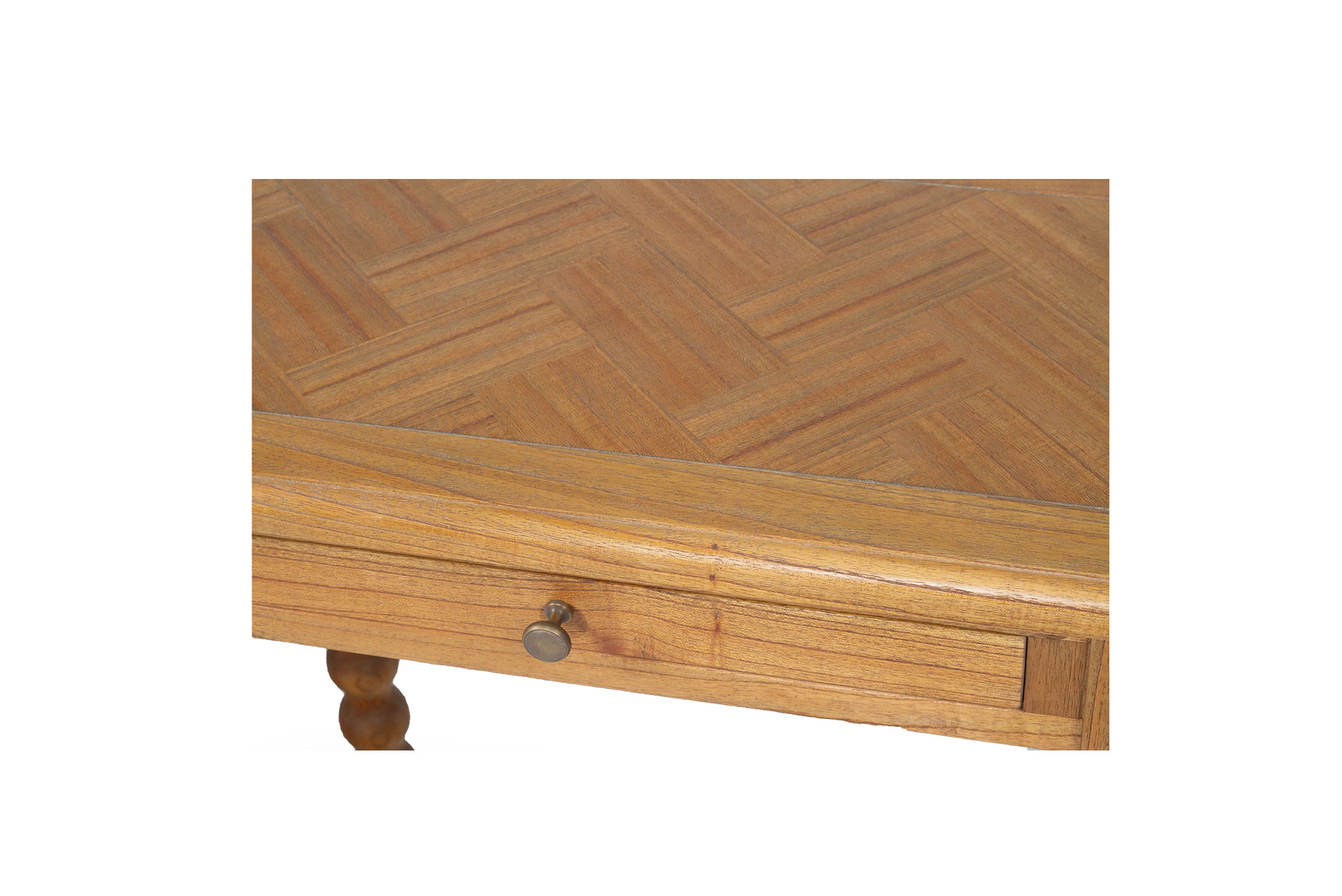 Stradbroke Bobbin Console Table - 2 Drawer - Herringbone Top - Image 8