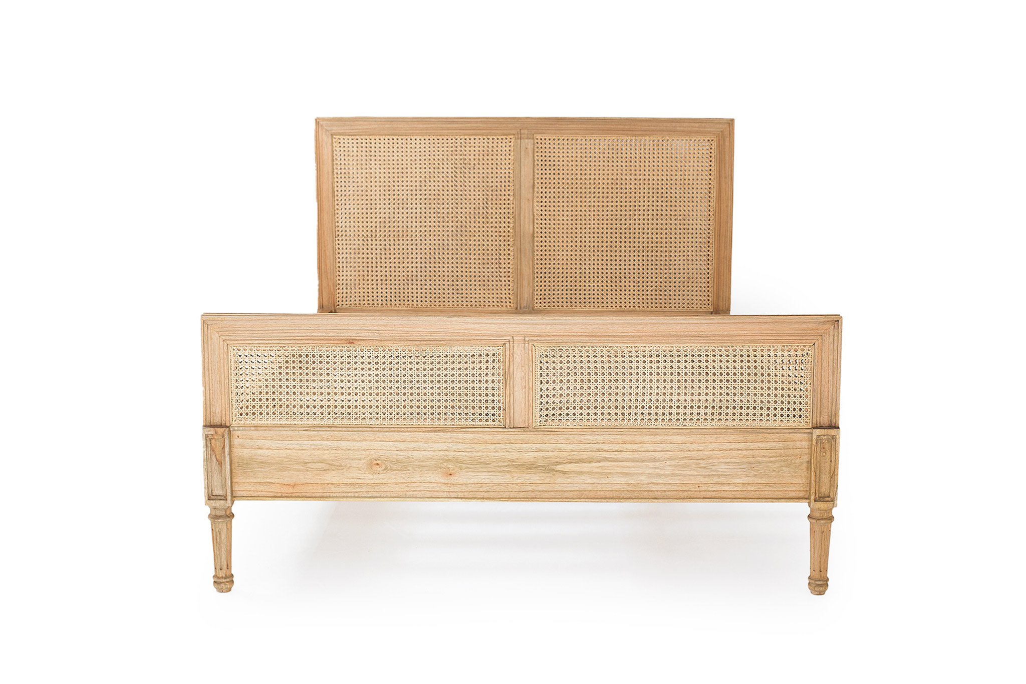 Hamilton Cane Bed - Queen Size - Weathered Oak