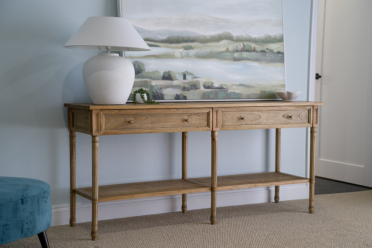 Hamilton Wide Console Table - Weathered Oak - 185cm - Image 10