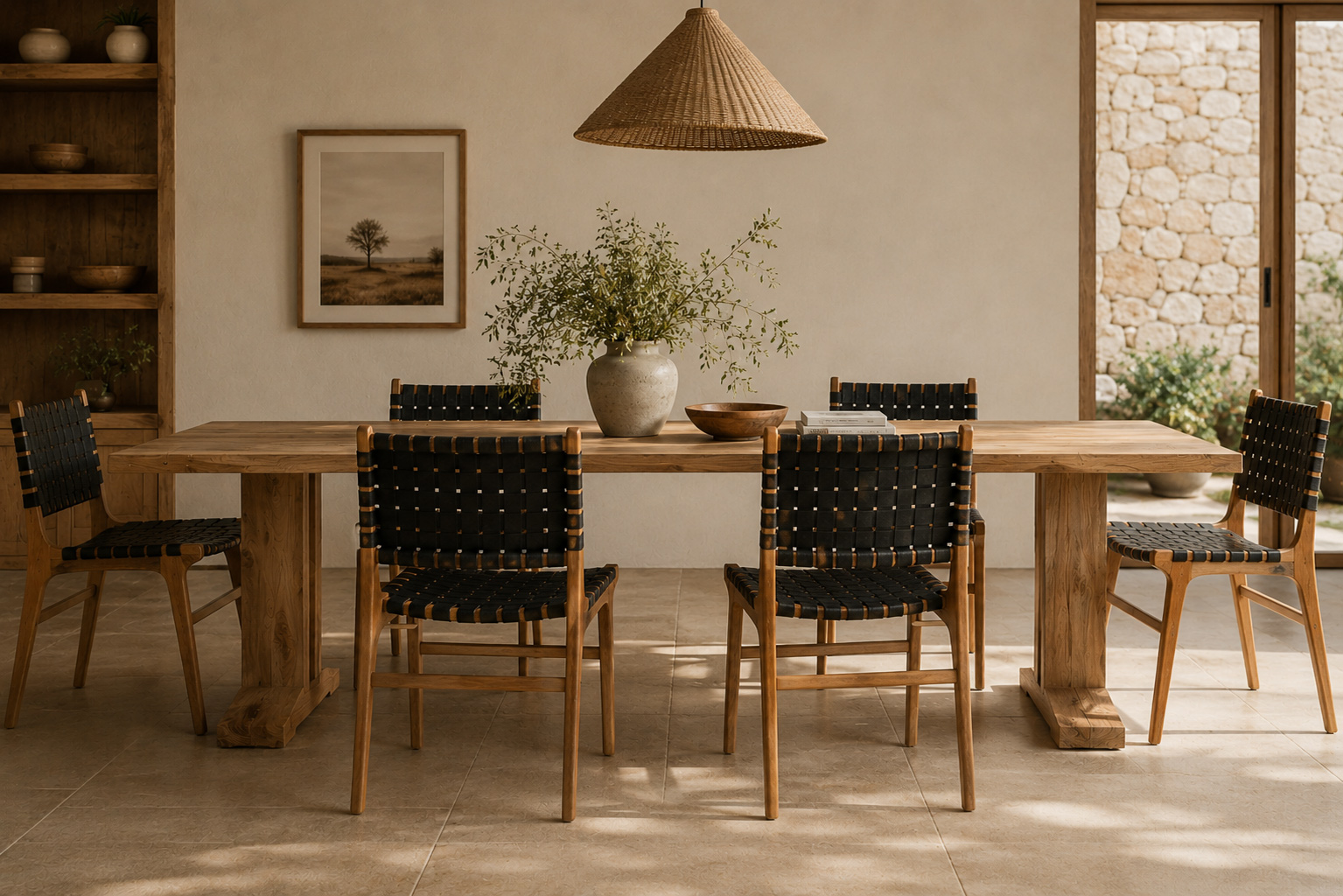 Pasadena Woven Leather Side Chair - Black - Image 2