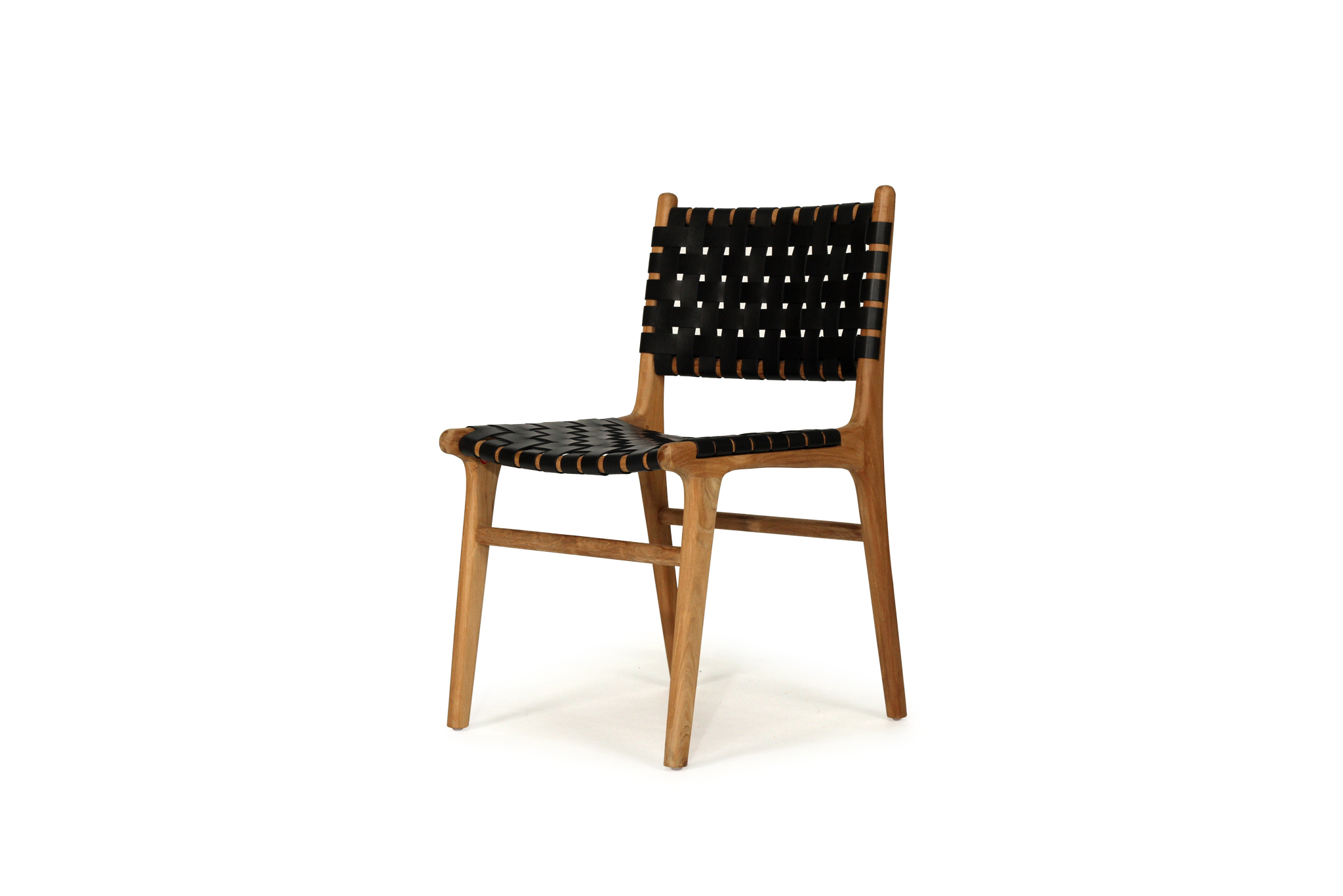 Pasadena Woven Leather Side Chair - Black - Image 3